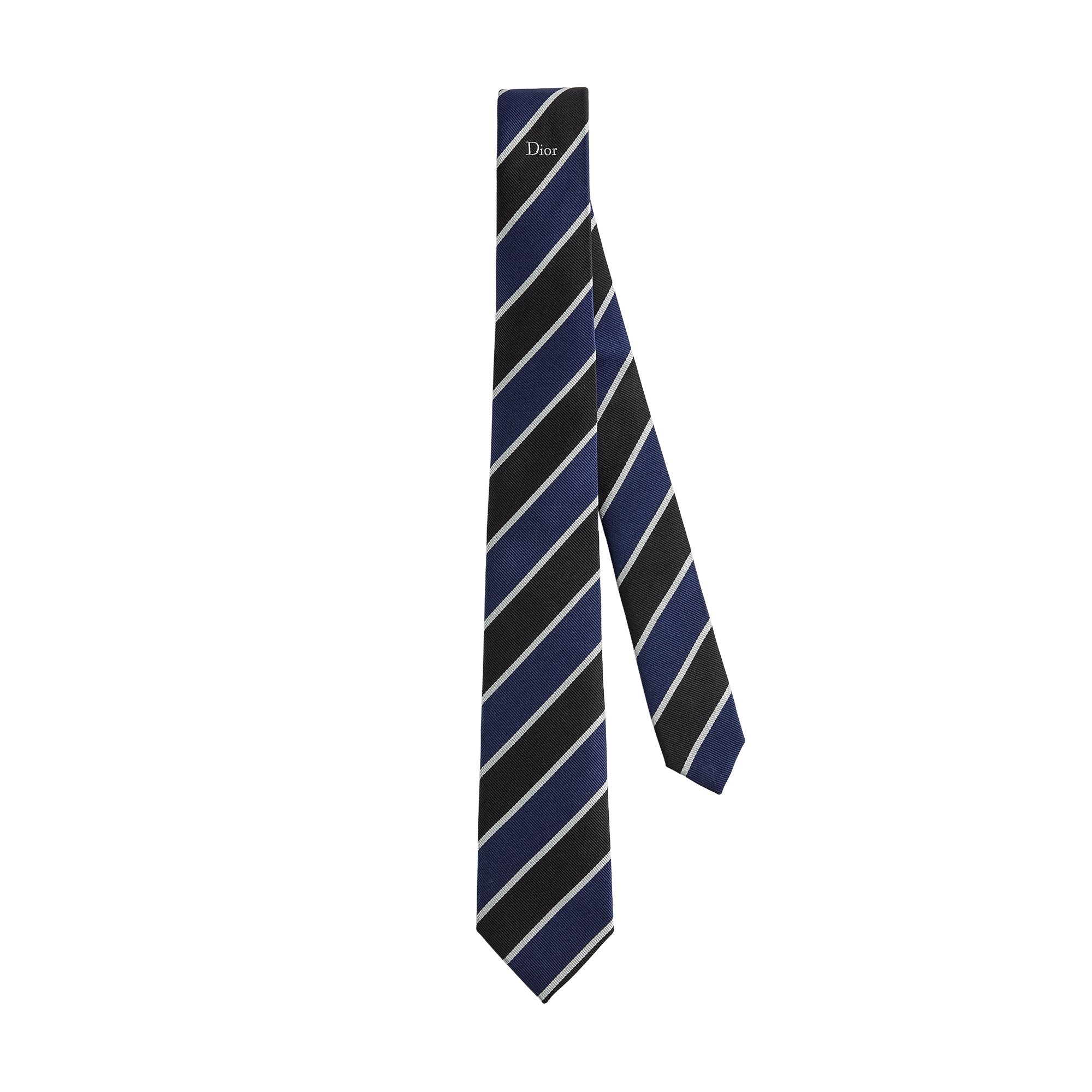  Black, Navy Blue and White Silk