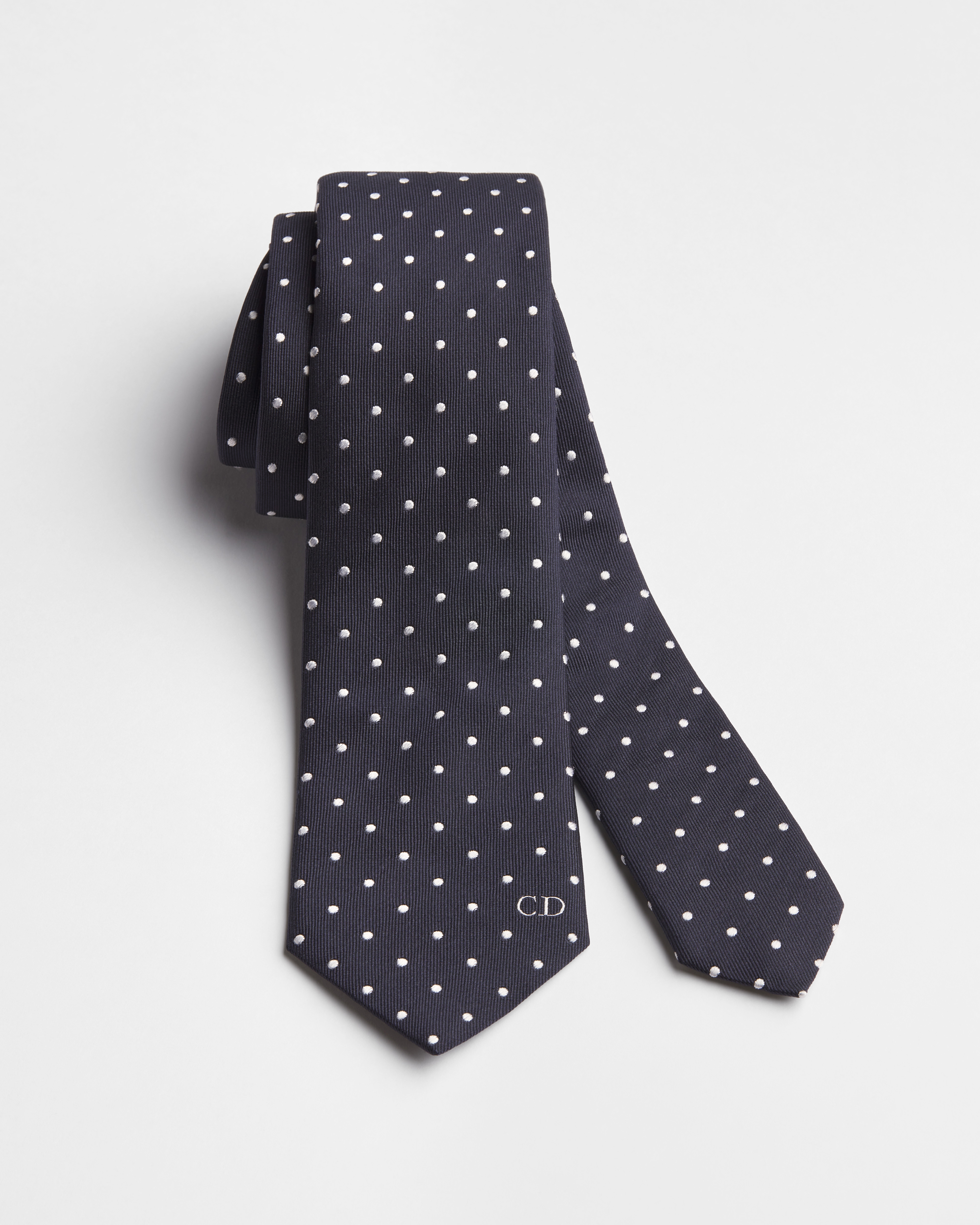 Stropdas met stippen Marineblauwe en witte zijde E10