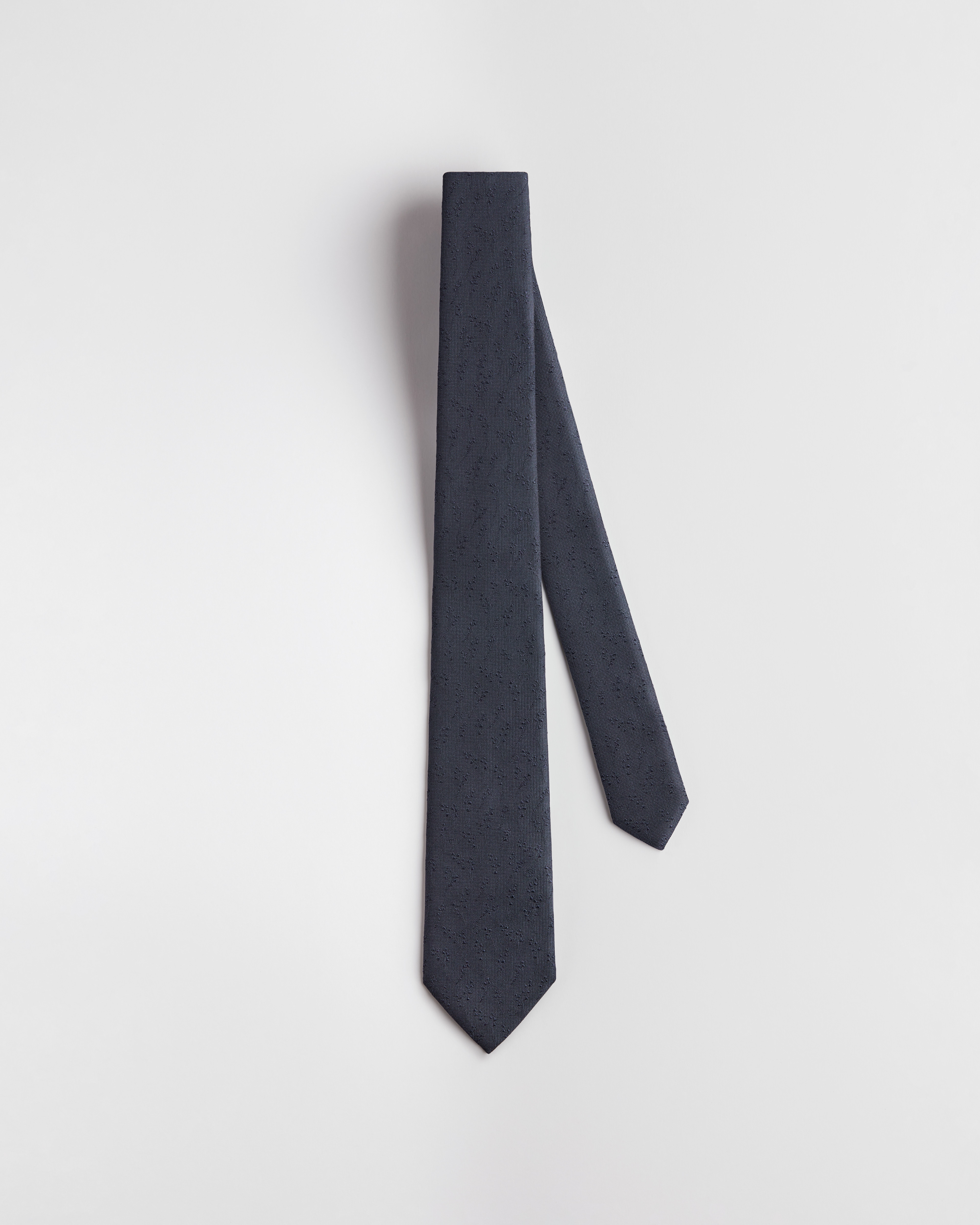 鈴蘭領帶 海軍藍絲綢 E01