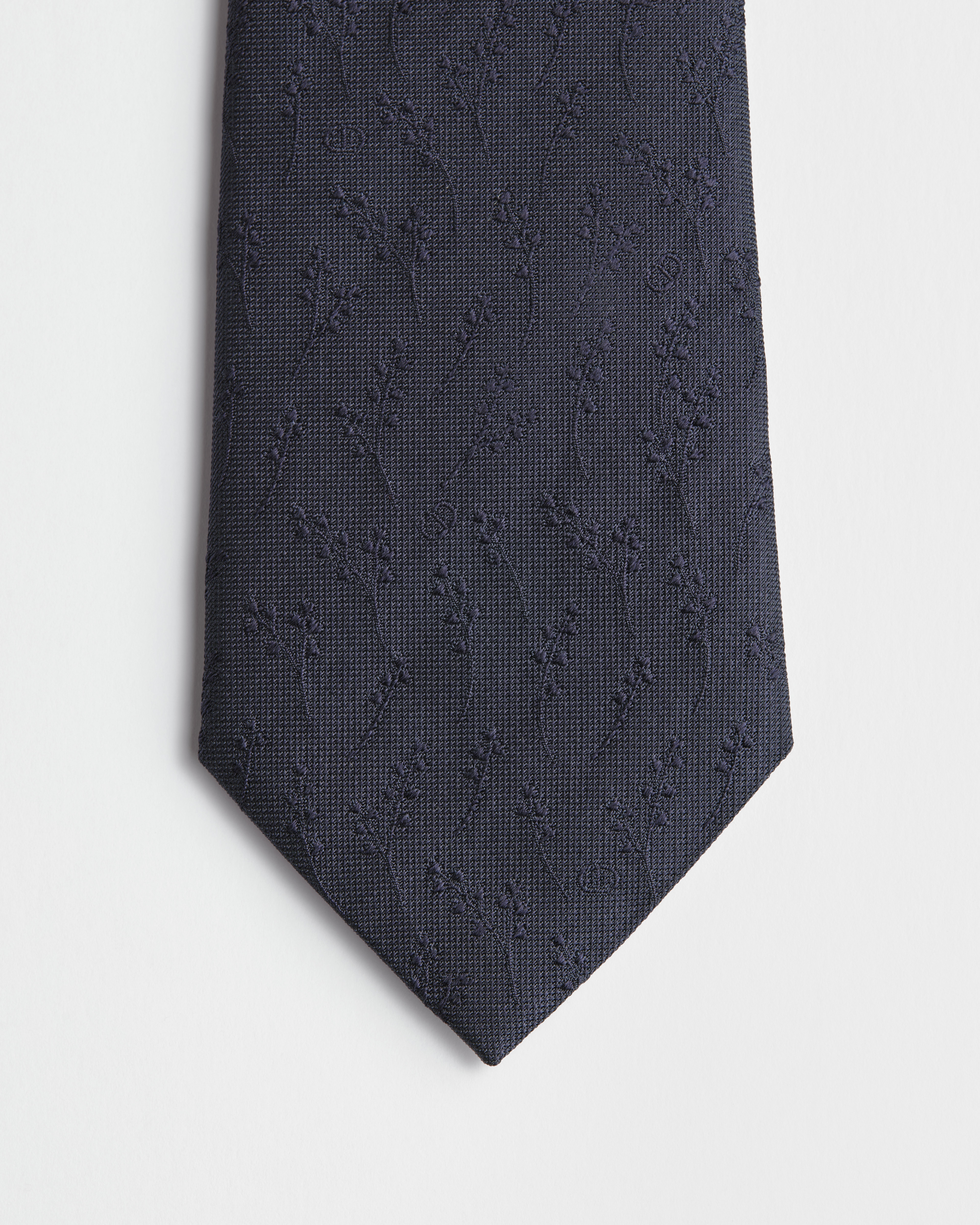 鈴蘭領帶 海軍藍絲綢 E09