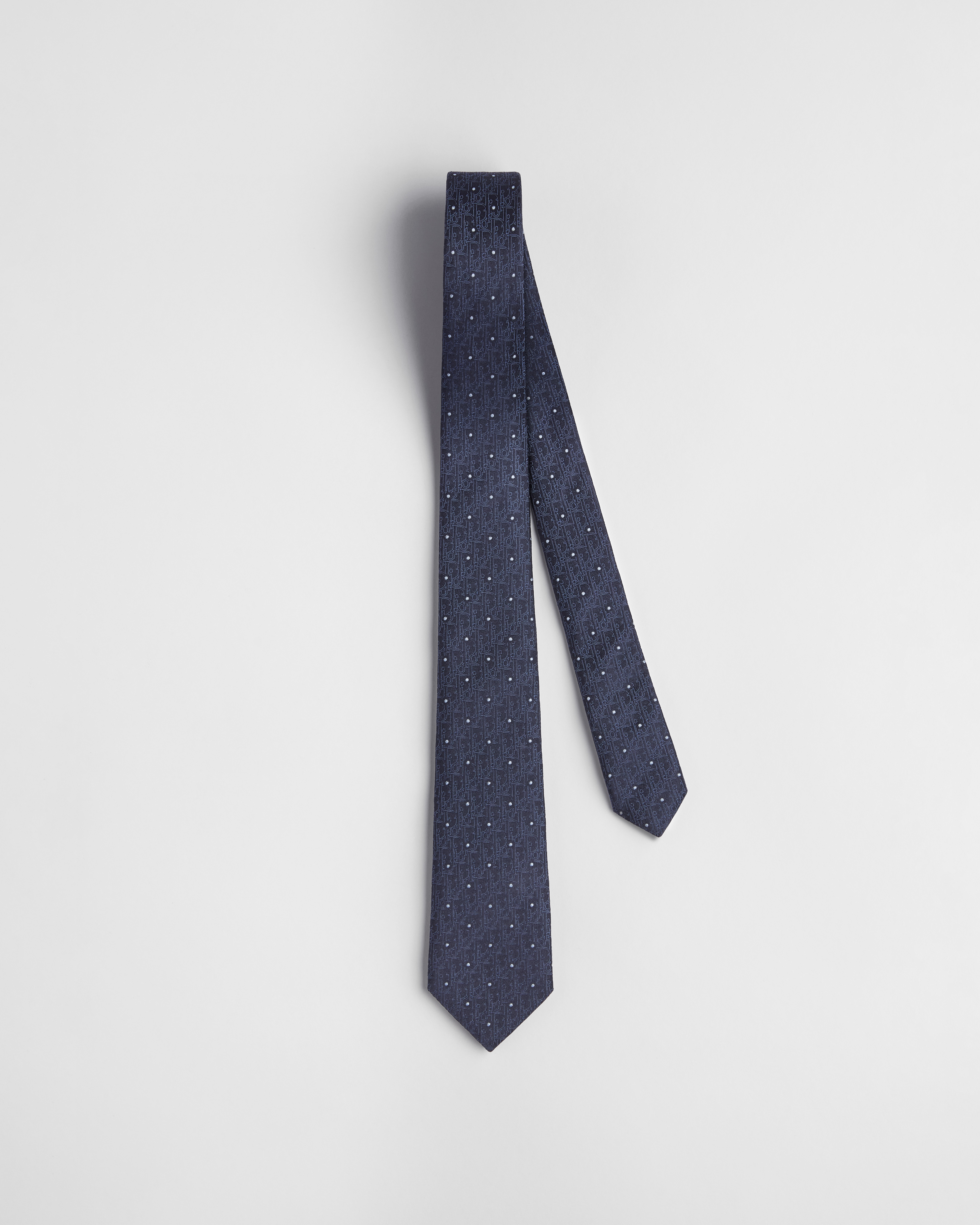 Dior Oblique Dots Tie Blue Silk E01
