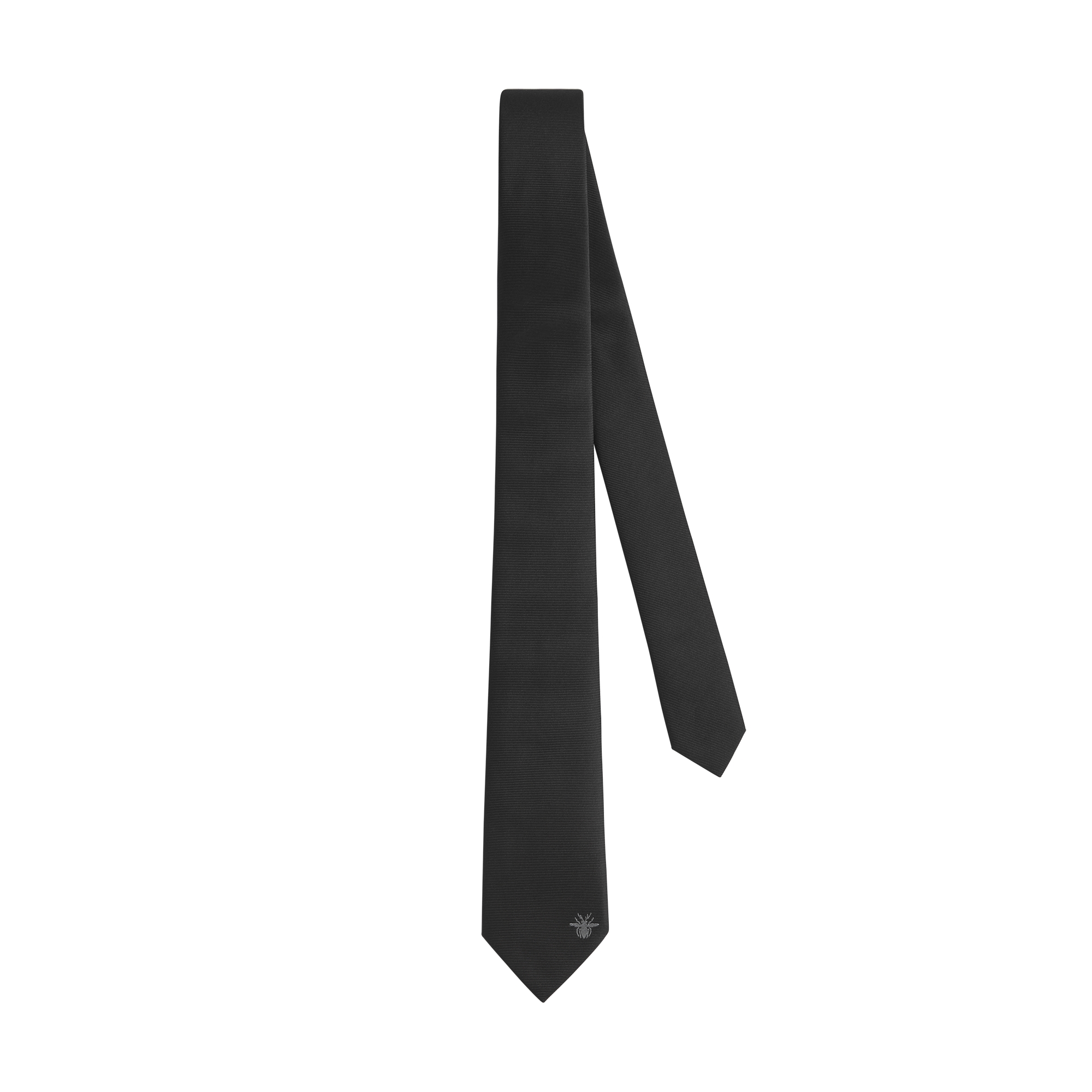 Tie with Bee Motif Black Silk E01