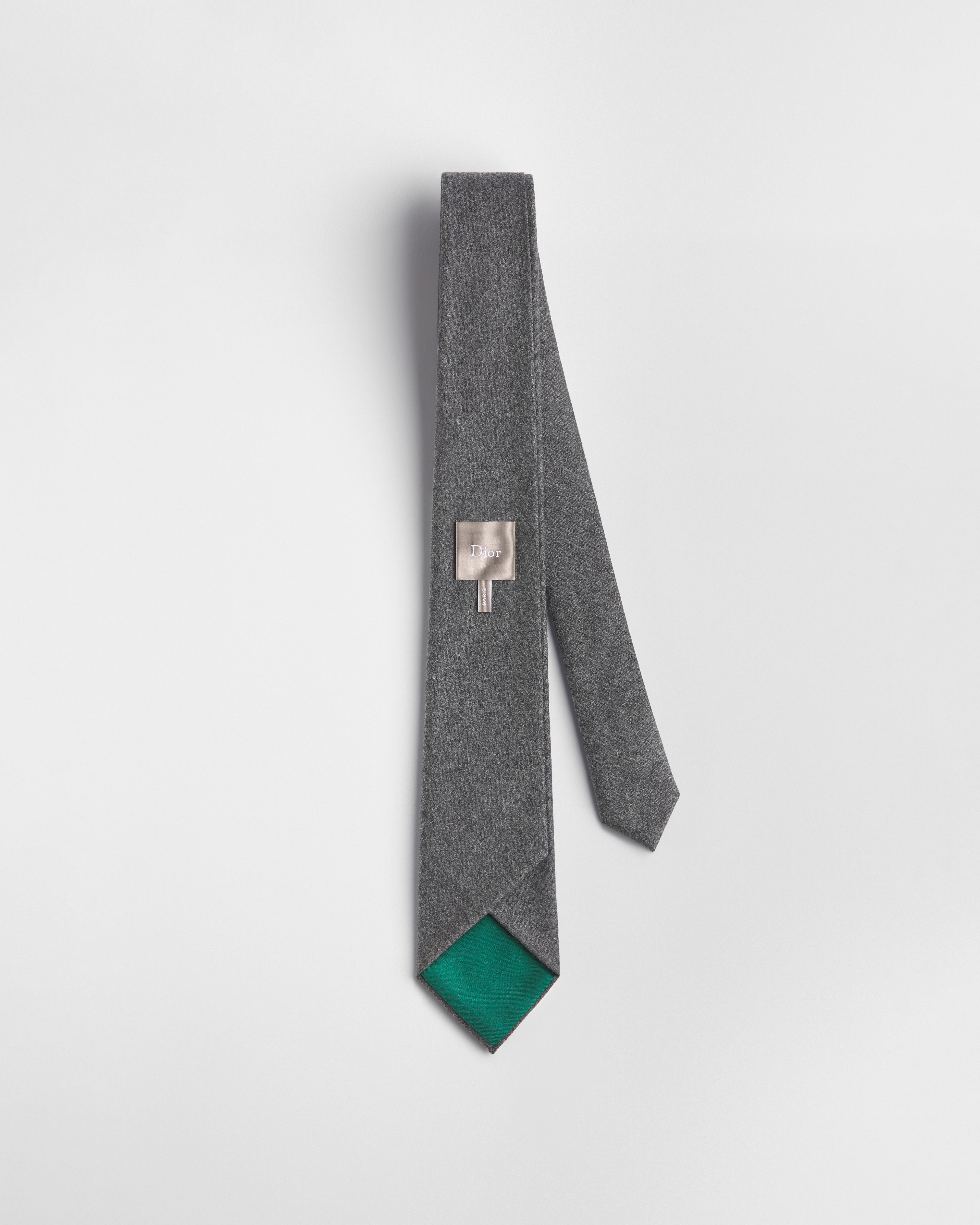Inverted Tie with Dior Tag Light Gray Virgin Wool Flannel E01