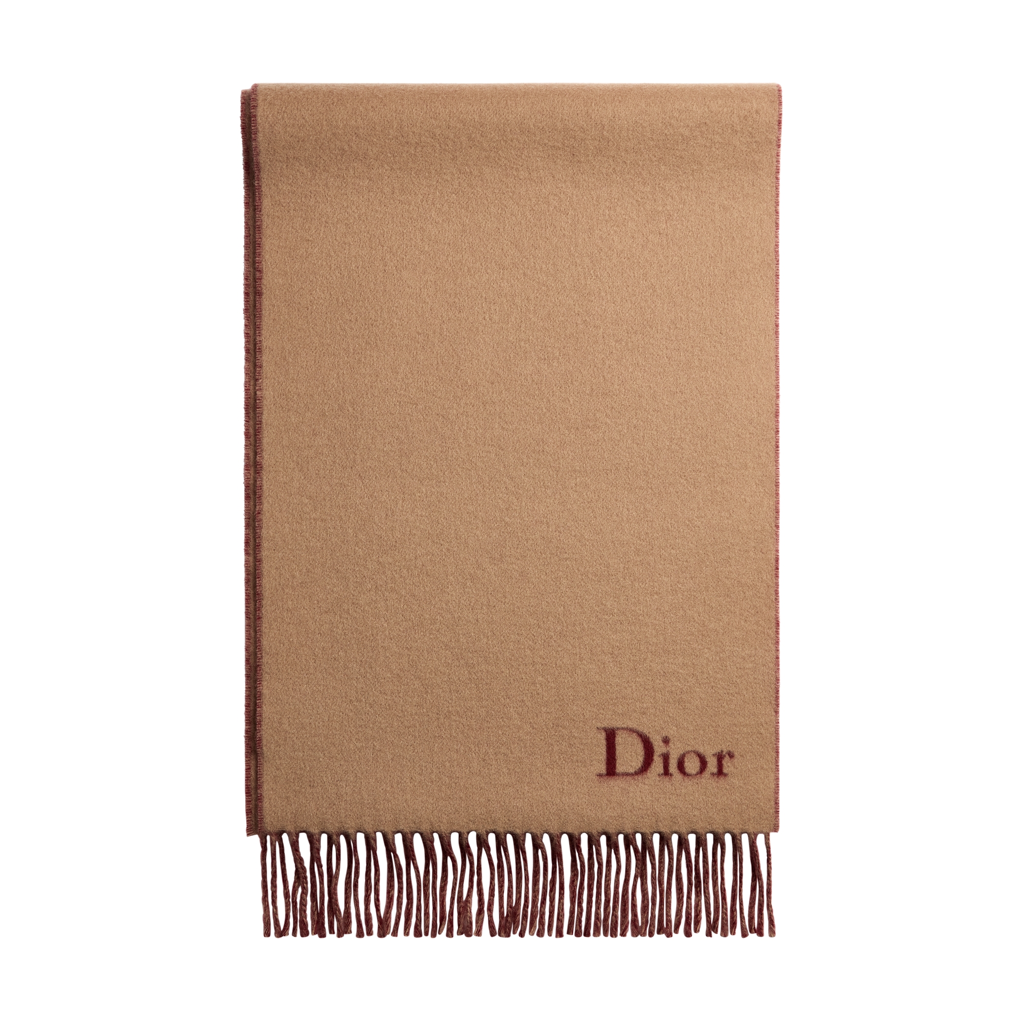  Beige and Burgundy Wool and Cashmere