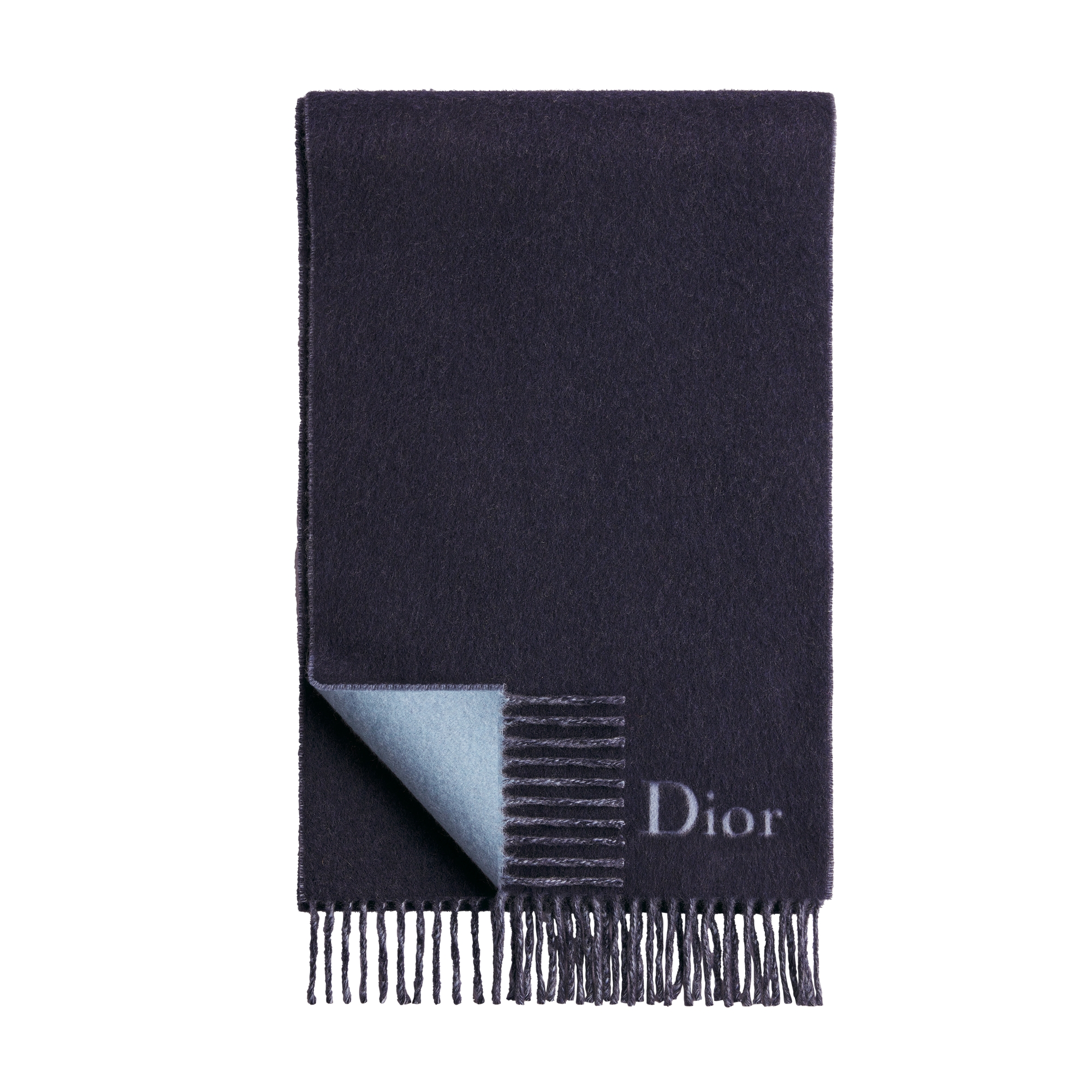  Navy Blue and Blue Wool and Cashmere