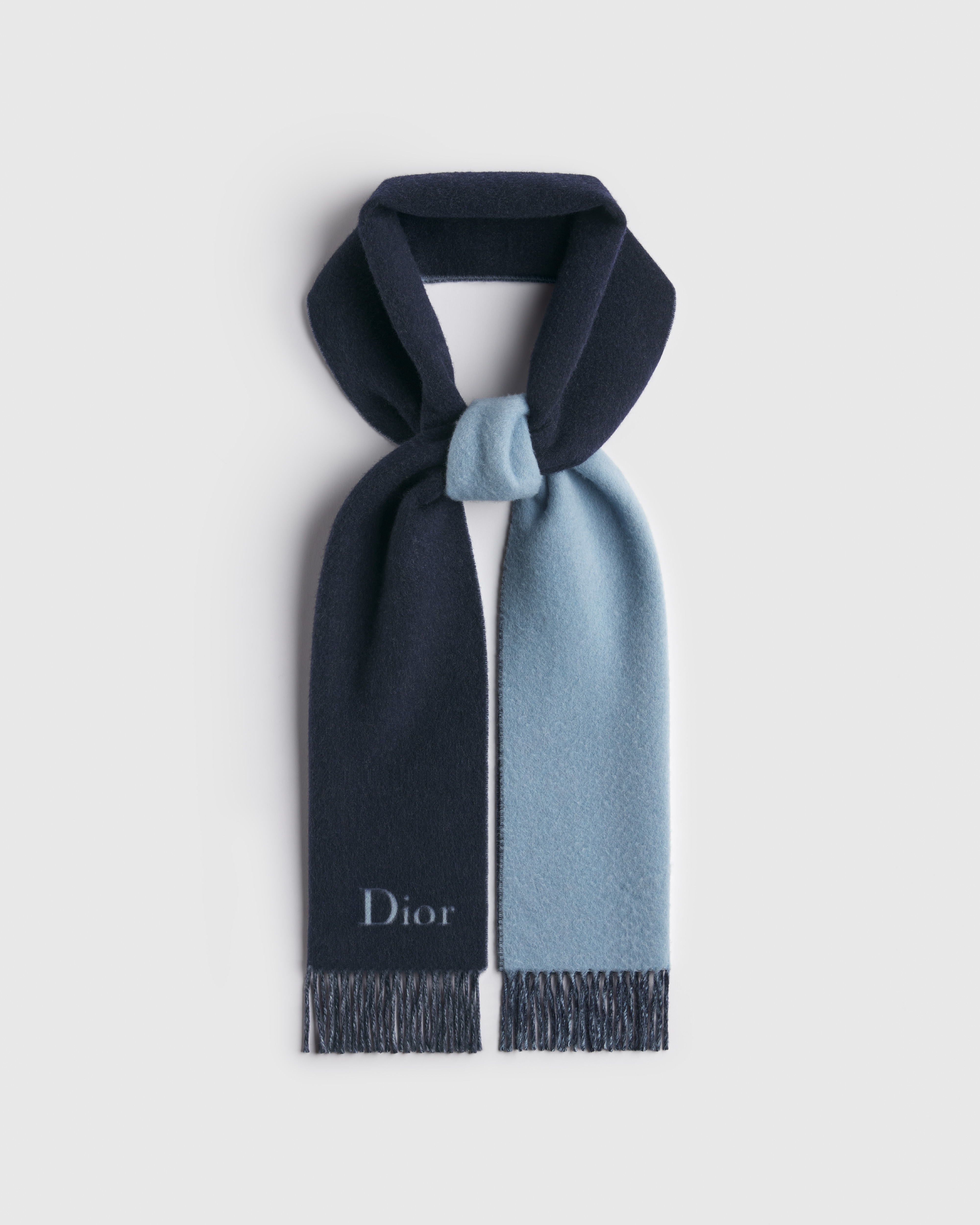 Sciarpa double face Dior Lana e cachemire blu navy e blu E02