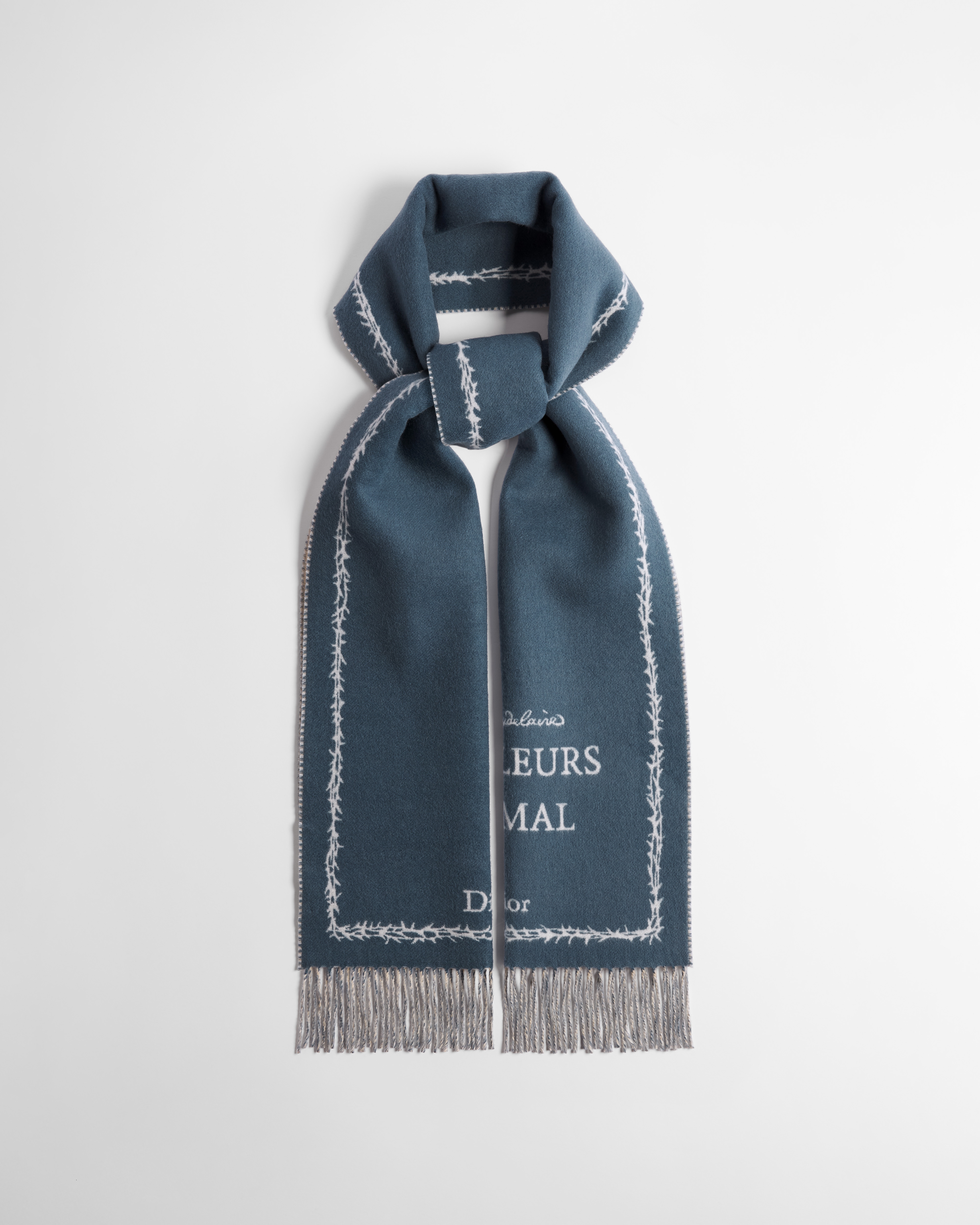 Bufanda Lana y cachemira azul y blanco E09