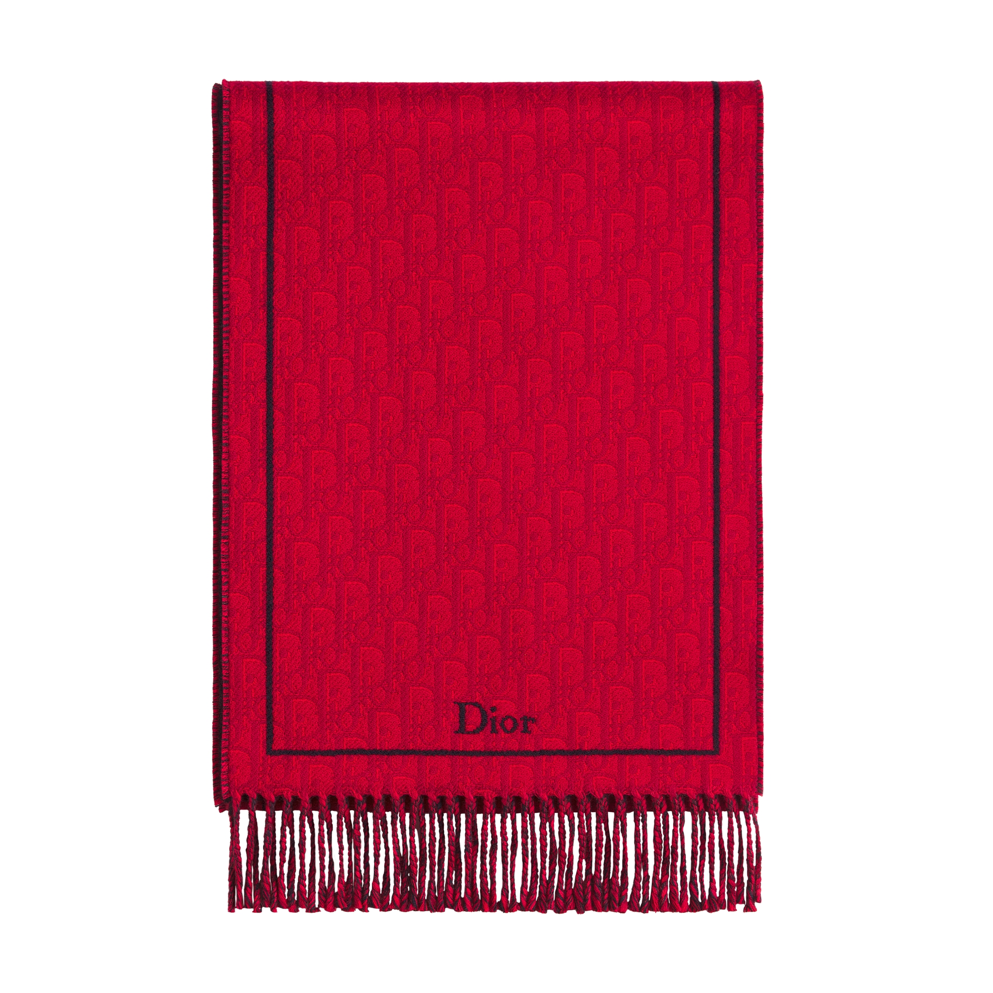 Dior Oblique Scarf Red Wool E01