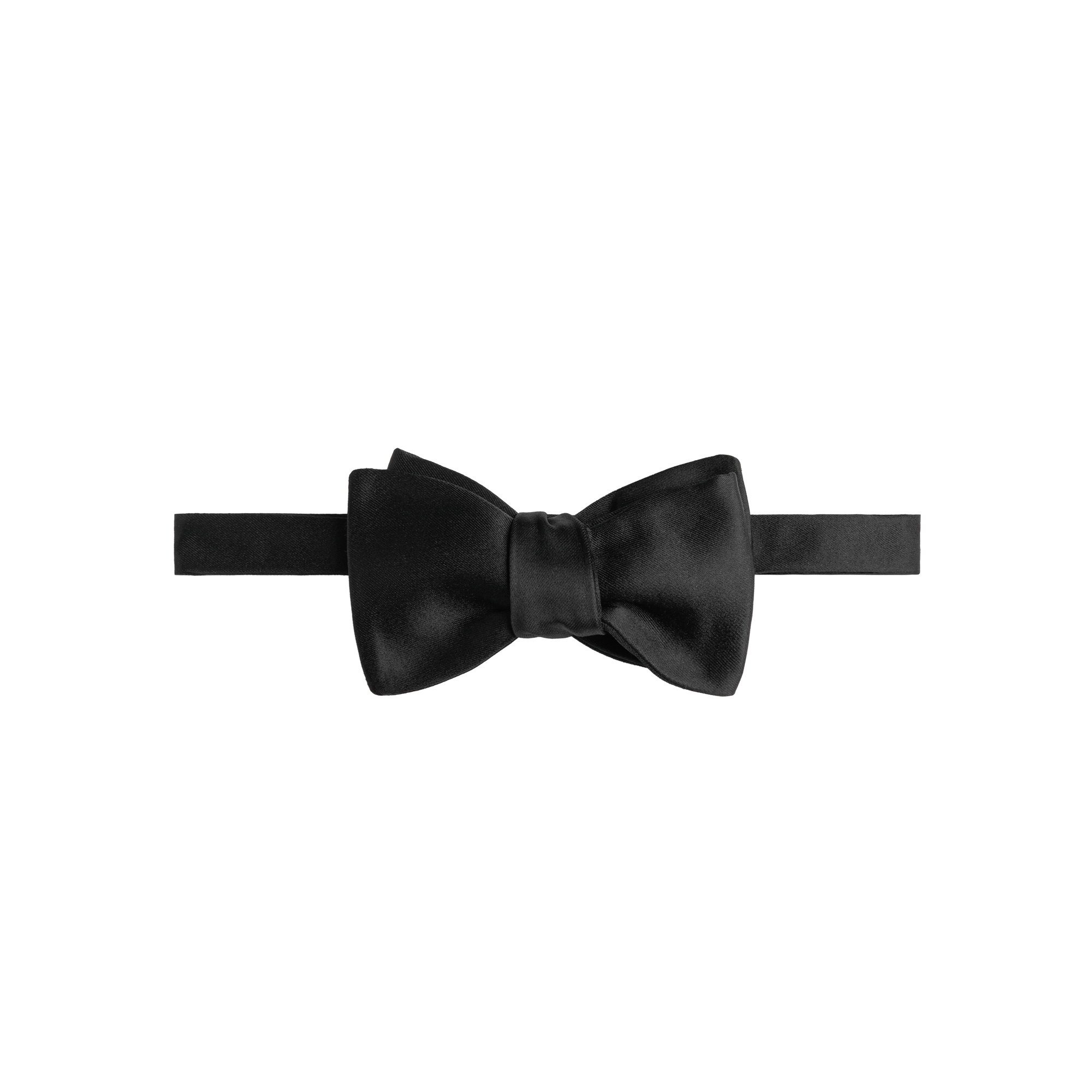 Straight Edge Bow Tie Black Silk E01