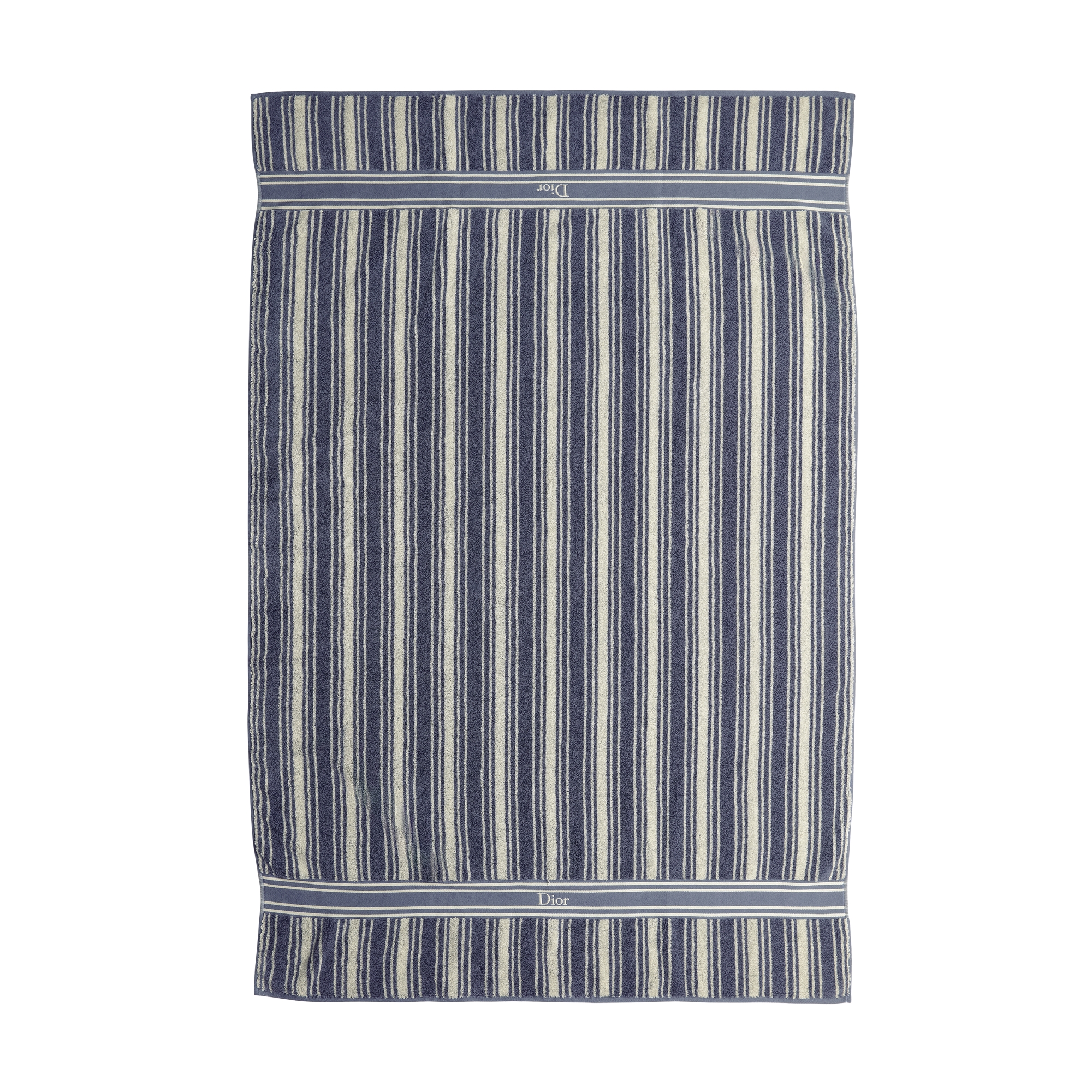 Dioriviera Dior Striped Bath Towel Navy Blue and Beige Cotton E01