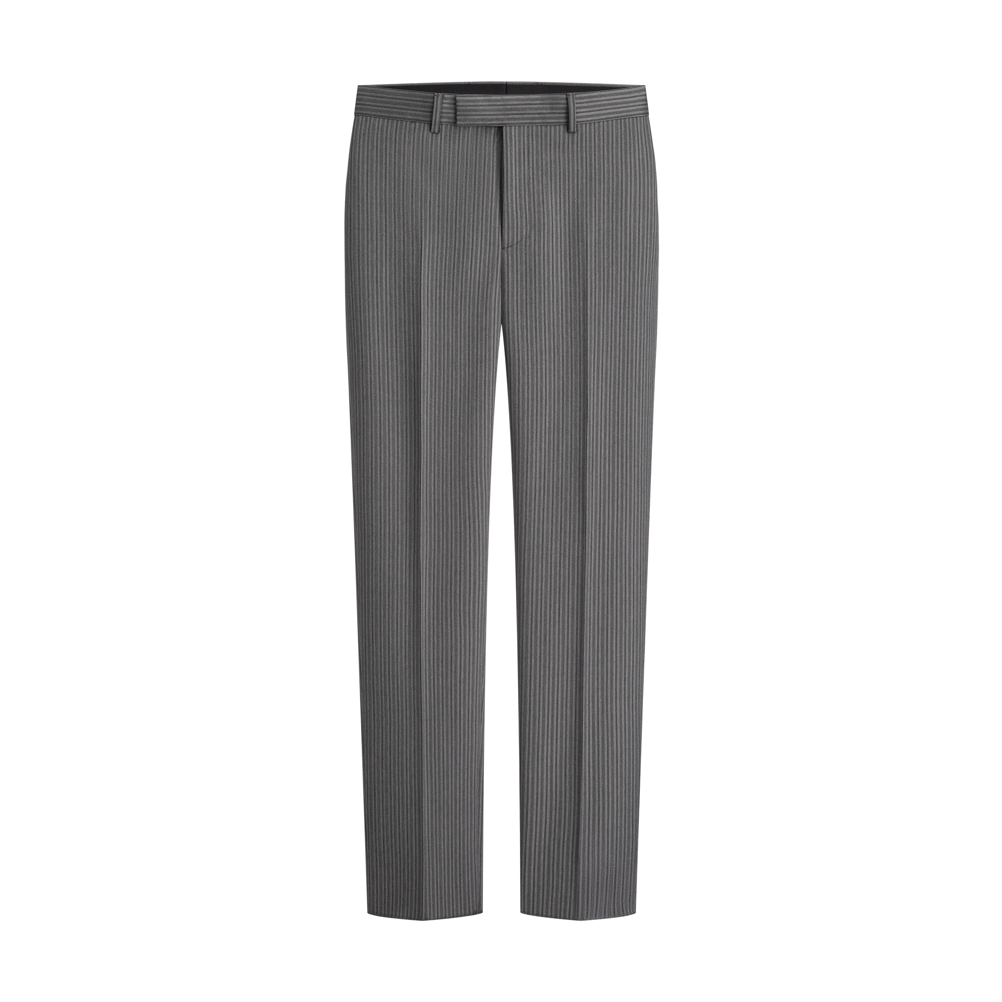 Tailored Pants Gray Striped Virgin Wool, Cotton and Cashmere Twill