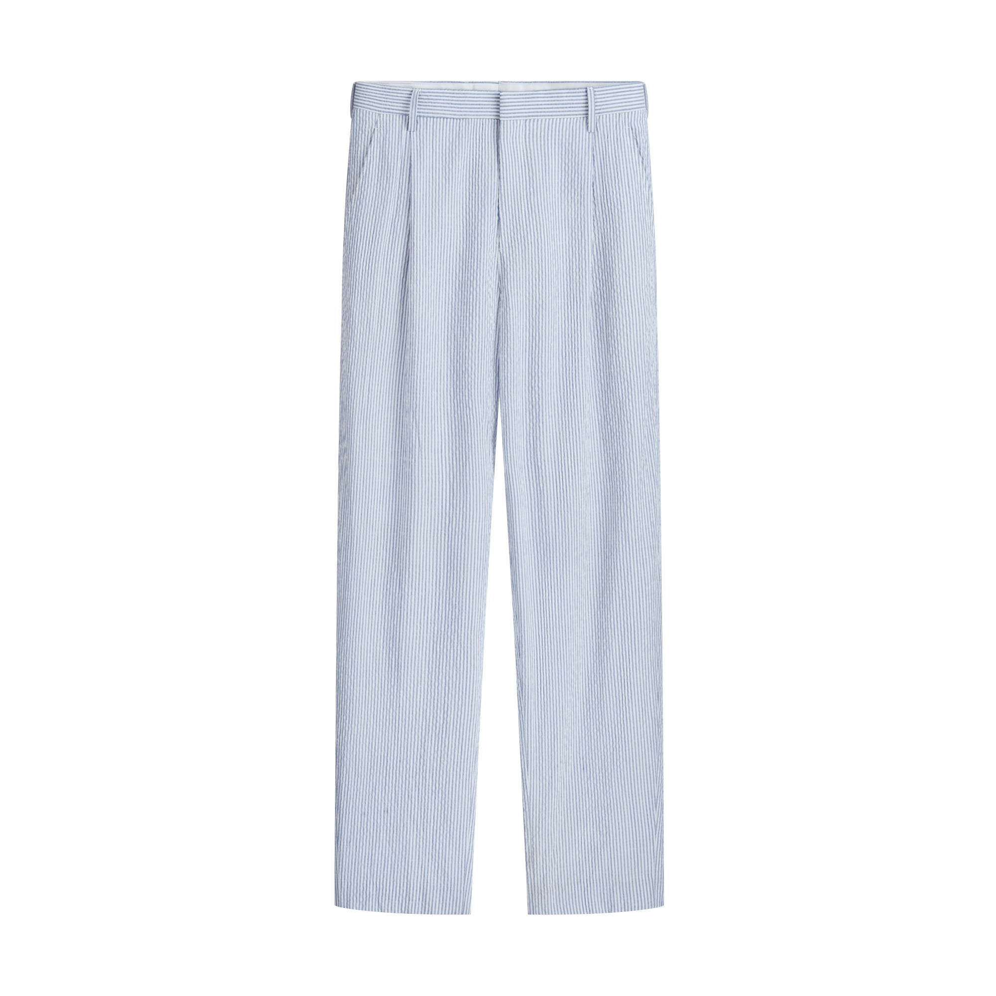 Dioriviera Chinos Light Blue Striped Virgin Wool-Silk-Linen-Blend