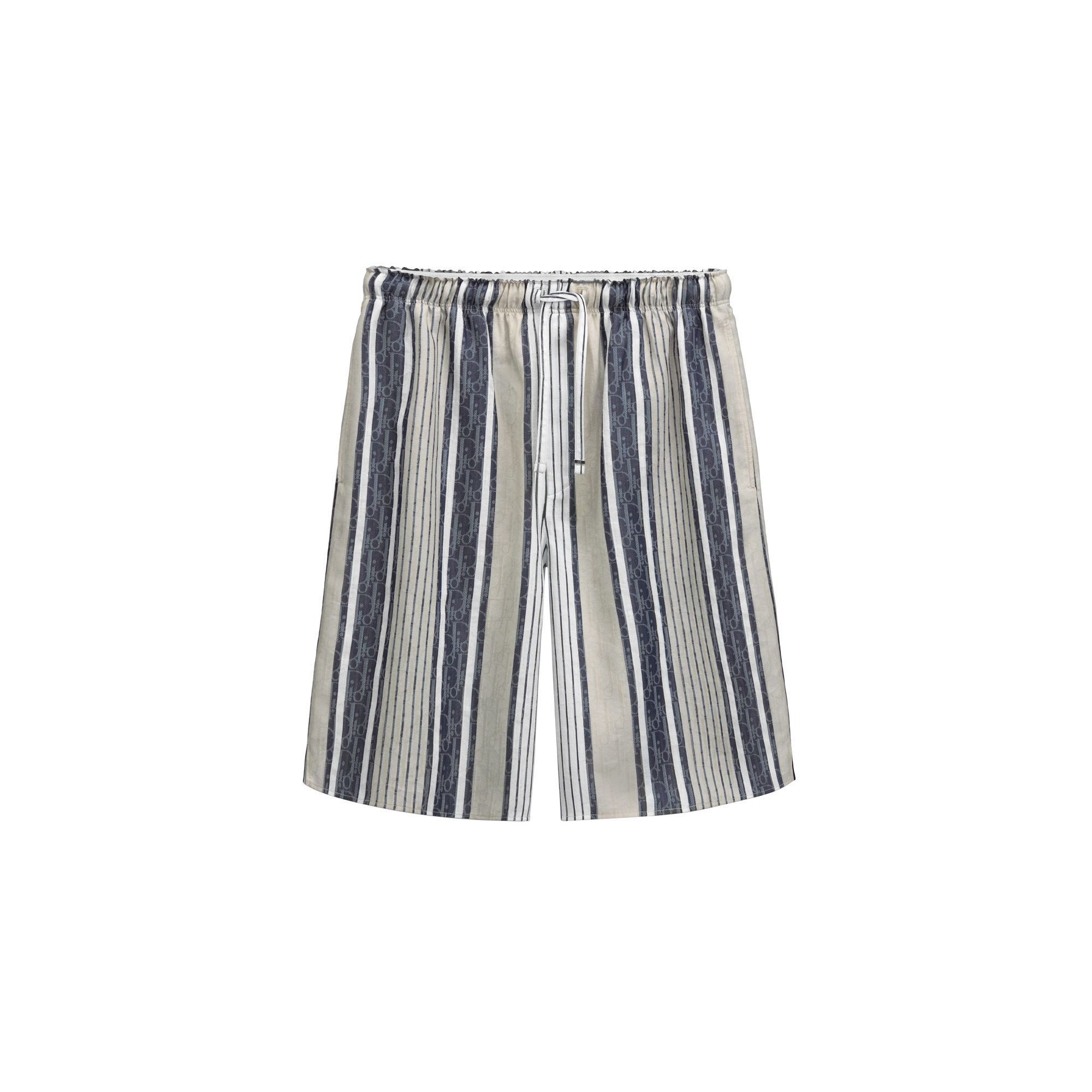 Dioriviera Dior Oblique Sun Stripes Shorts Gray and Blue Cotton-Silk Jacquard E01