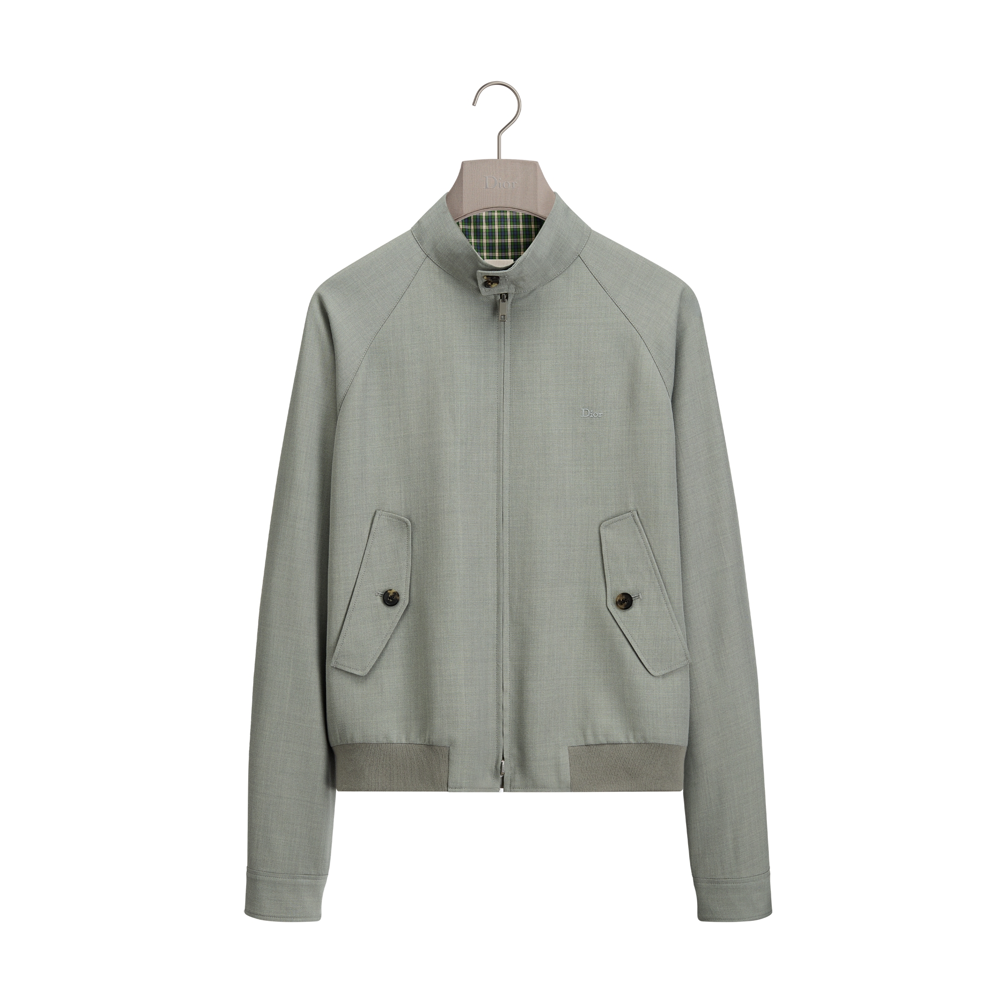 Zipped Jacket Gray Virgin Wool-Blend Twill E01