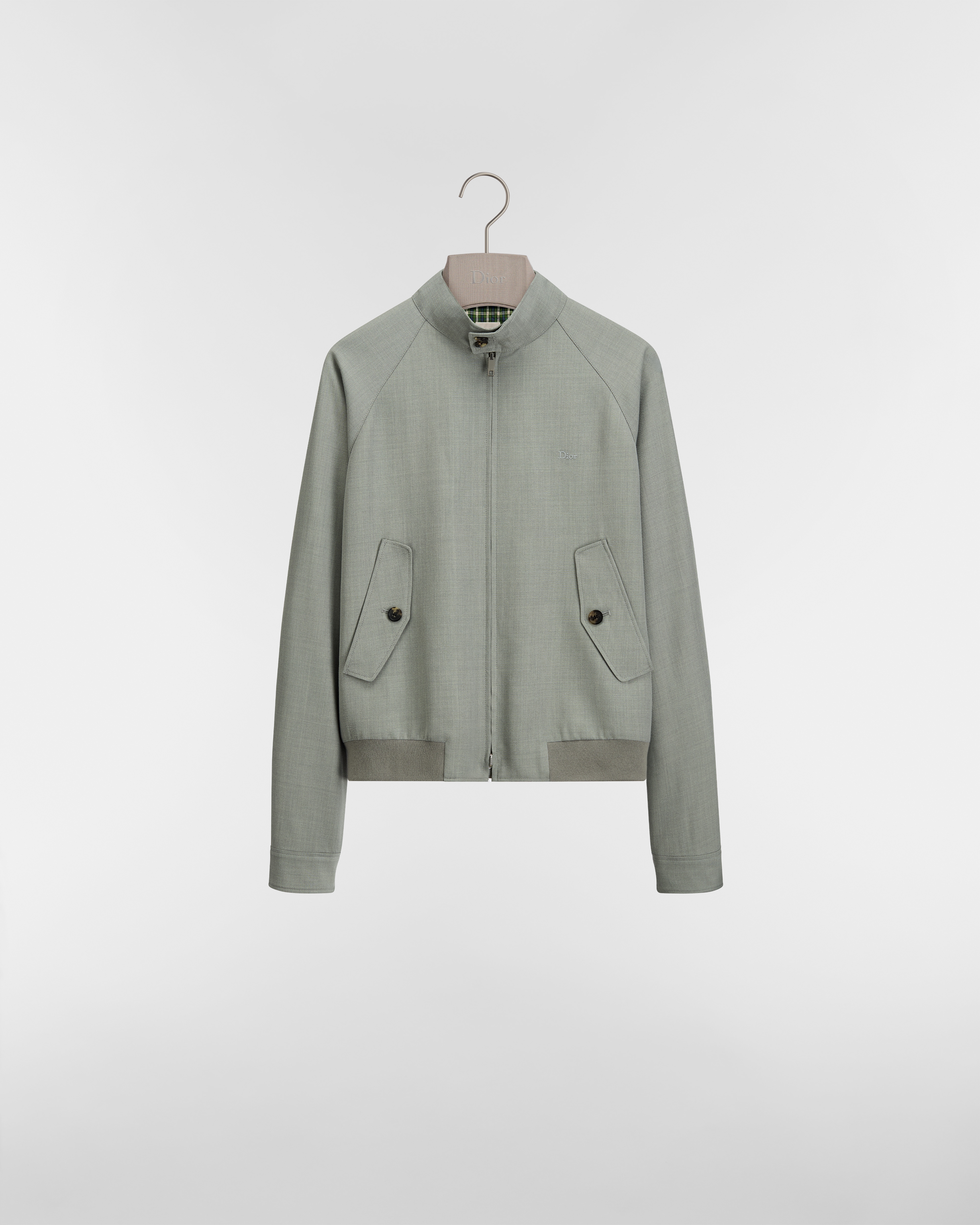 Jacke mit Reißverschluss Twill aus Schurwollmischung in Grau E01