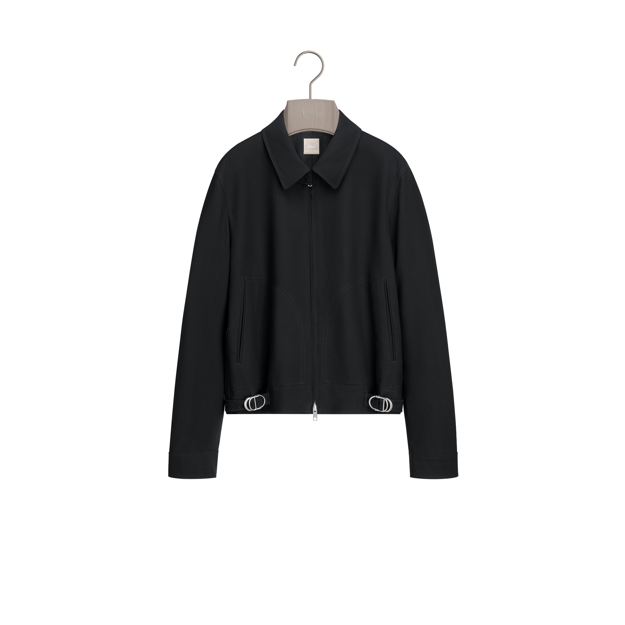 Zipped Jacket with CD Buckles Black Virgin Wool | DIOR