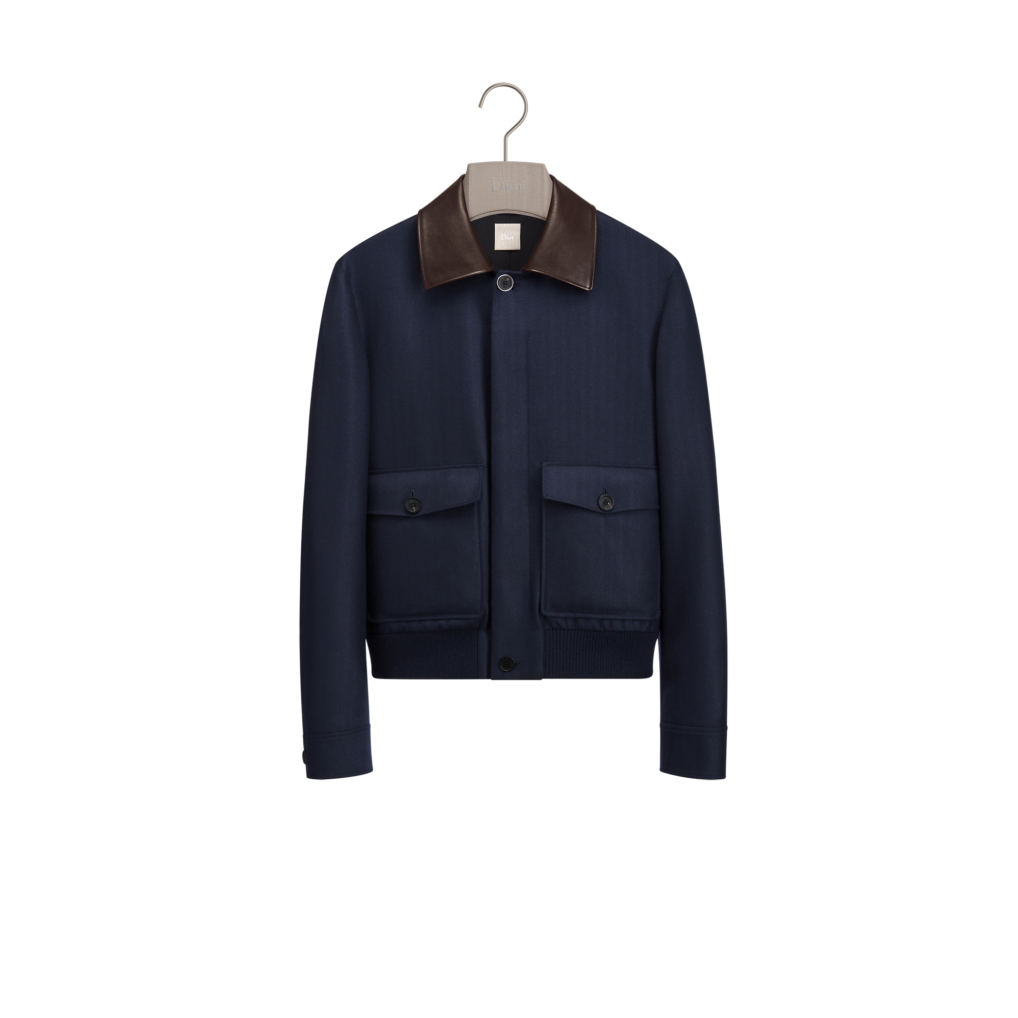 DIOR | レザーカラー ブルゾンジャケット ヘリンボーン カシミヤ