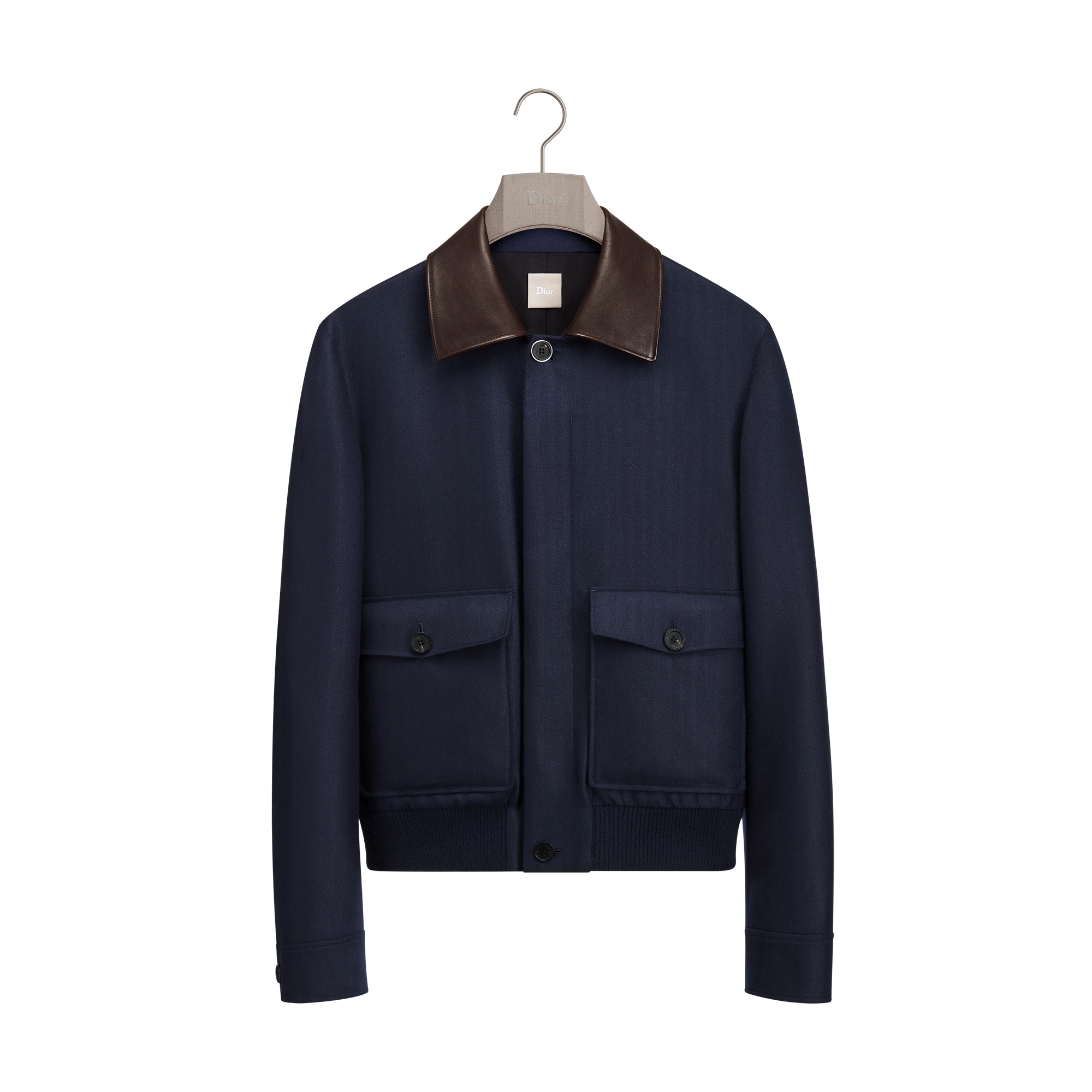DIOR | レザーカラー ブルゾンジャケット ヘリンボーン カシミヤ