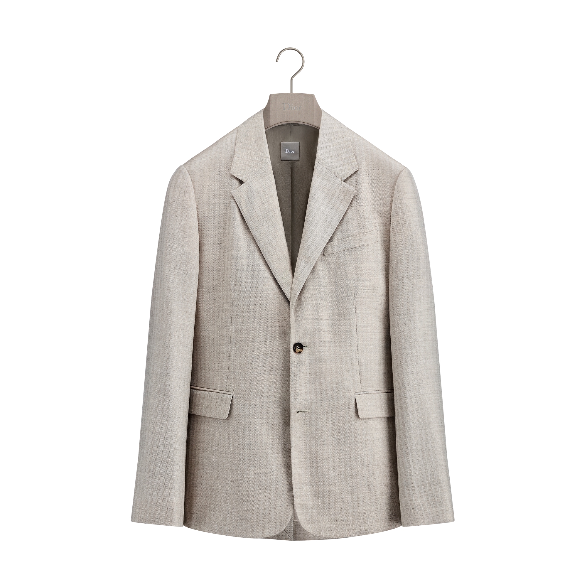 Single-Breasted Jacket Beige Herringbone Cashmere and Silk | DIOR