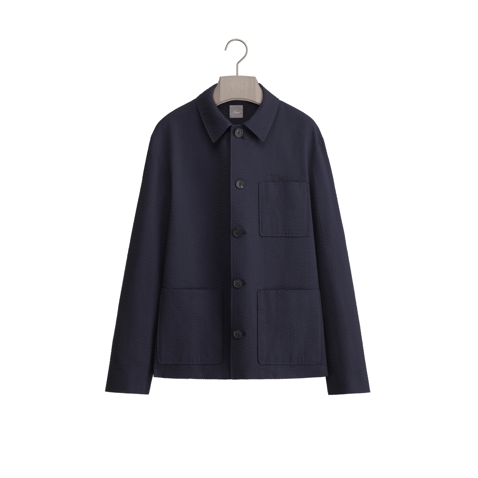 Workwear Jacket Navy Blue Cotton Seersucker E01
