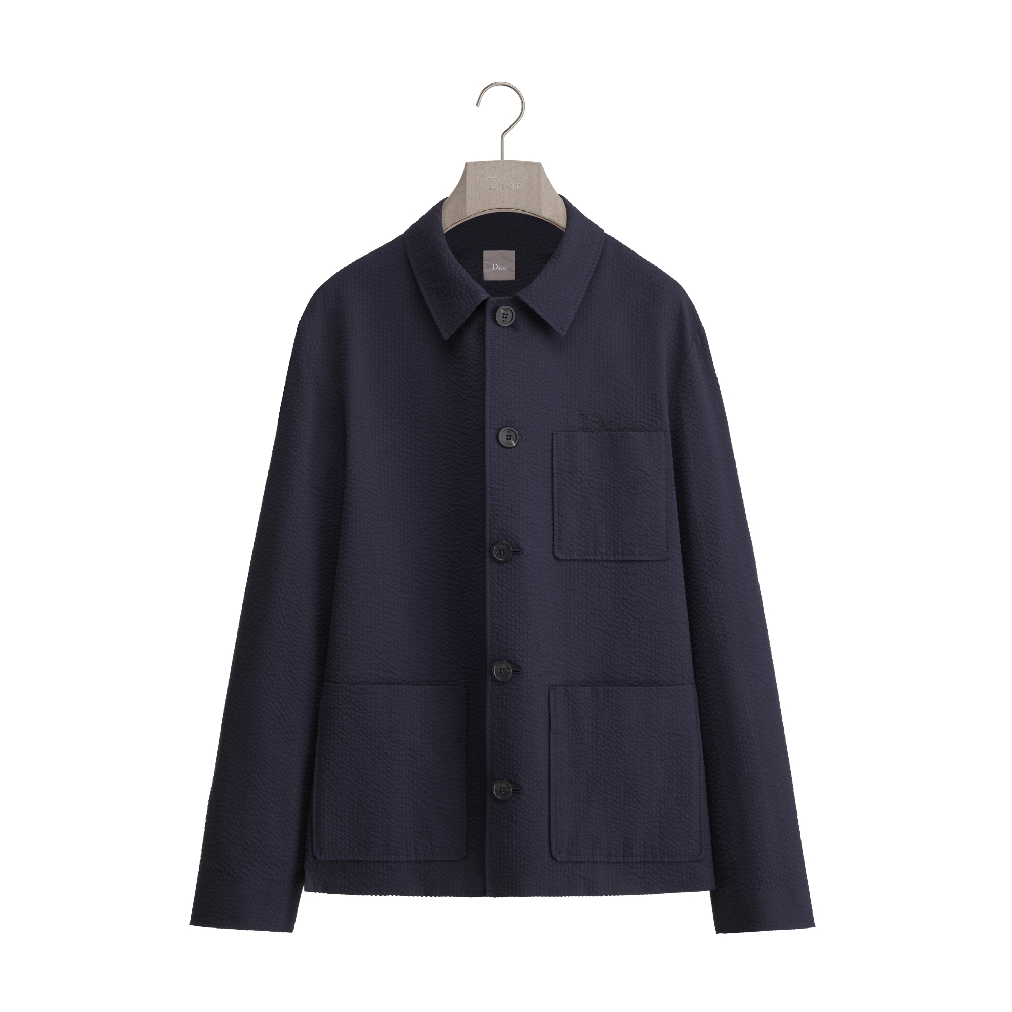 Workwear Jacket Navy Blue Cotton Seersucker E01