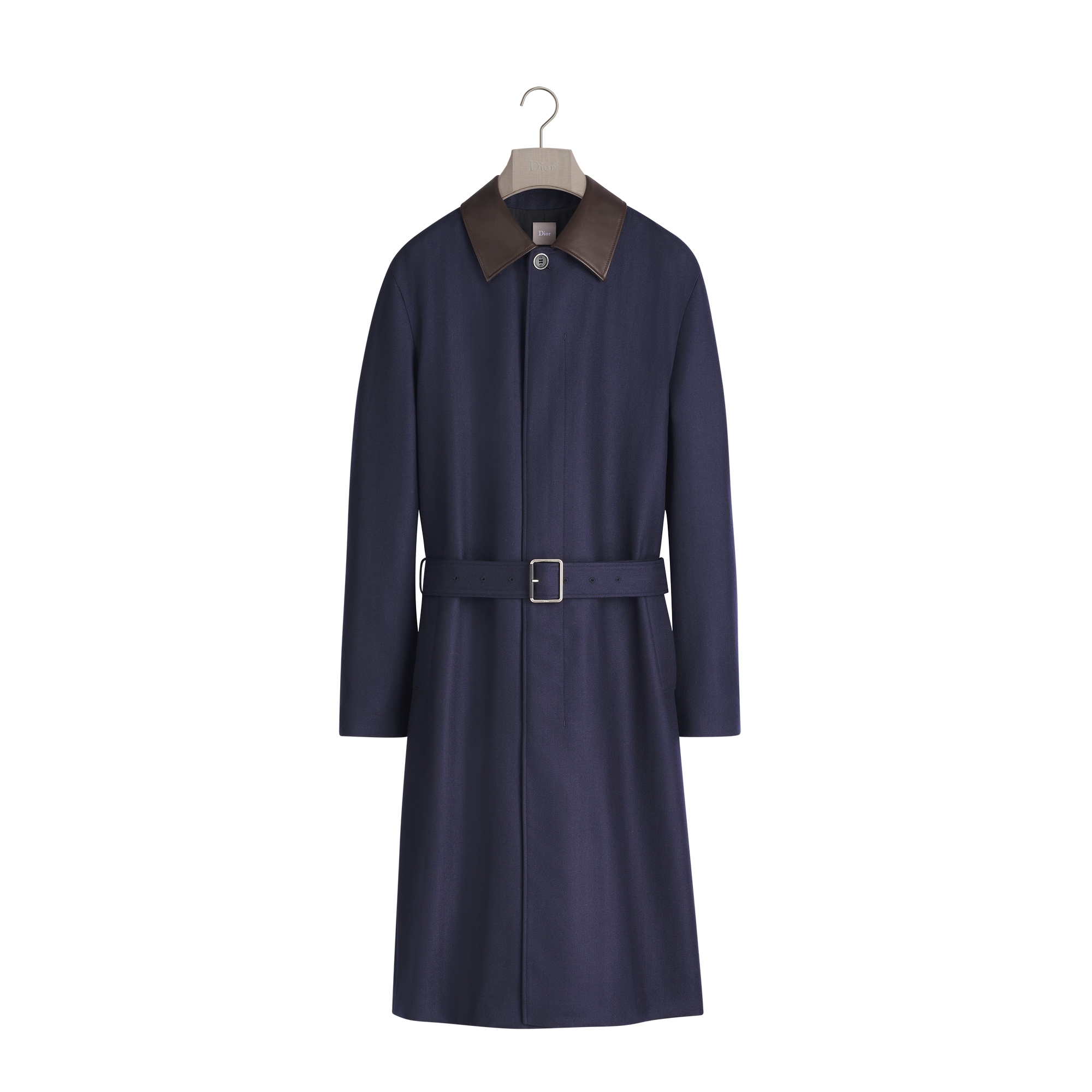 Dior Icons レザーカラー コート ネイビーブルー カシミヤ | DIOR JP