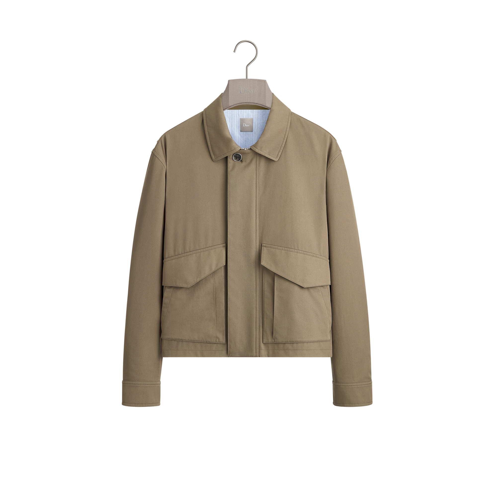 Jacket Deep Beige Cotton and Silk Gabardine E01