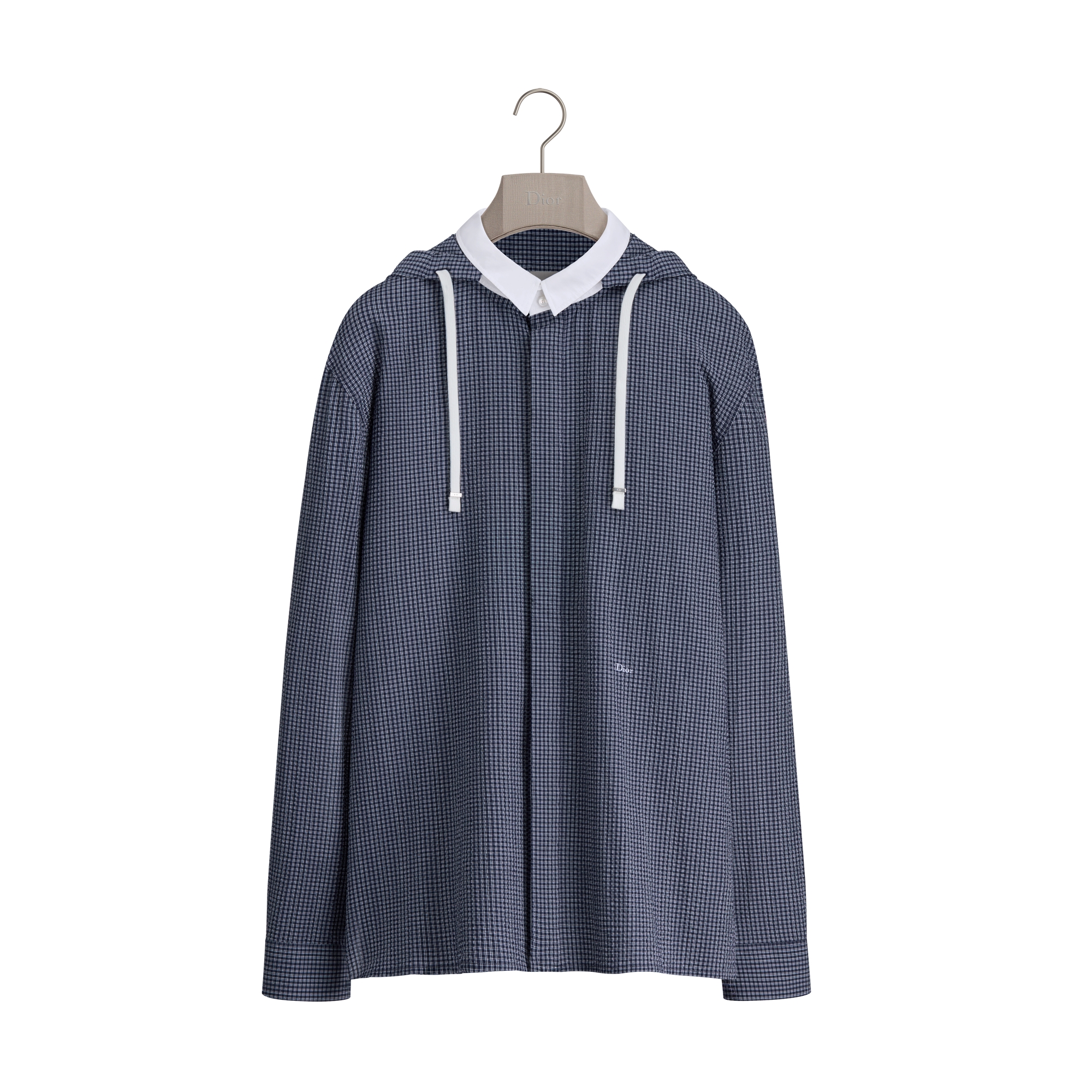 Dioriviera Hooded Overshirt Blue Cotton Seersucker | DIOR