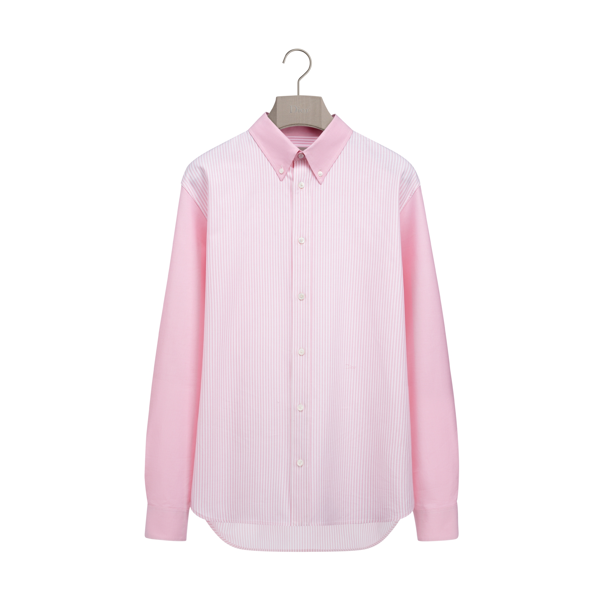 Christian Dior オブリーク柄 長袖シャツ ピンク Shirt with Contrasting Details Pink Striped Cotton Oxford | DIOR