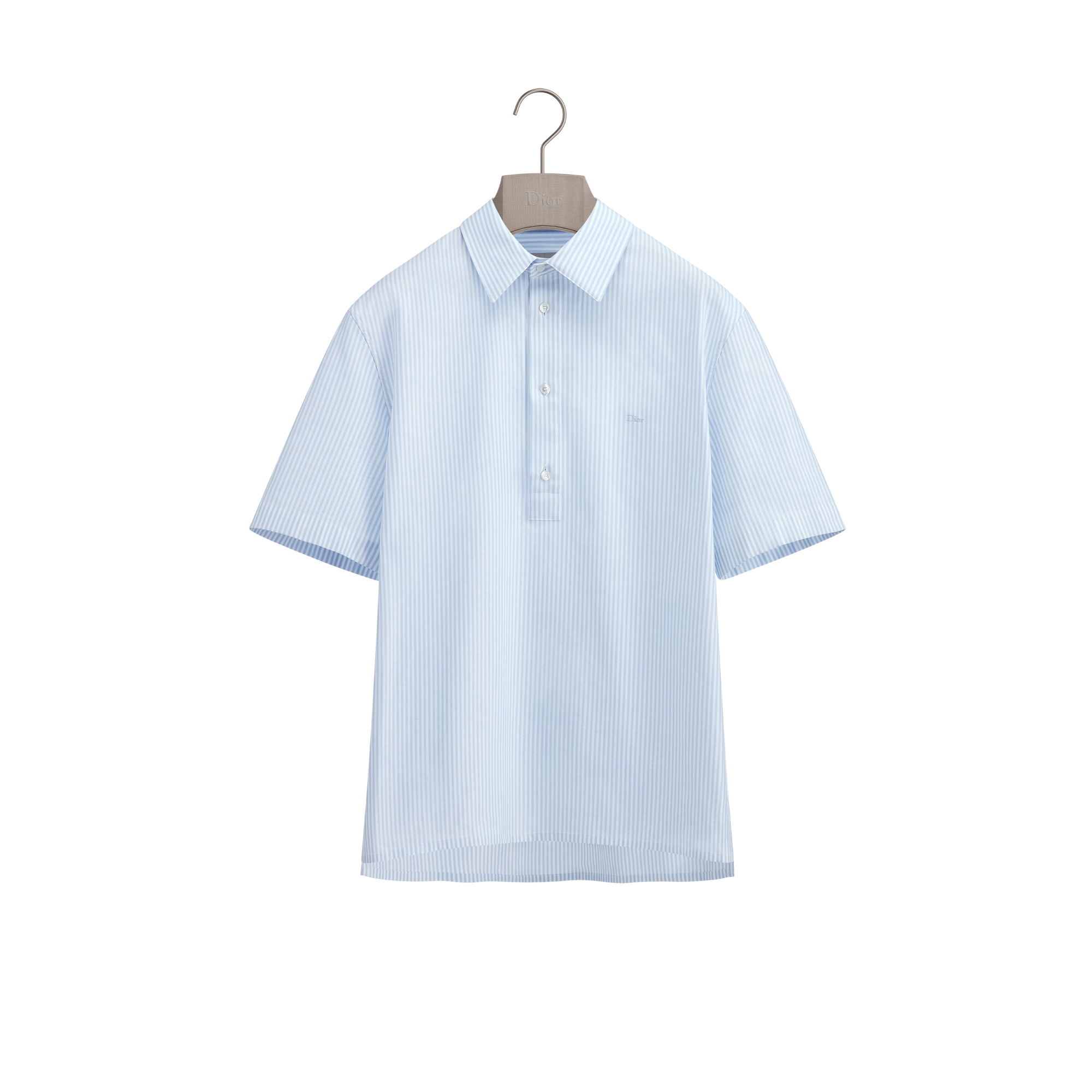 Short-Sleeved Shirt Blue Striped Cotton Oxford | DIOR