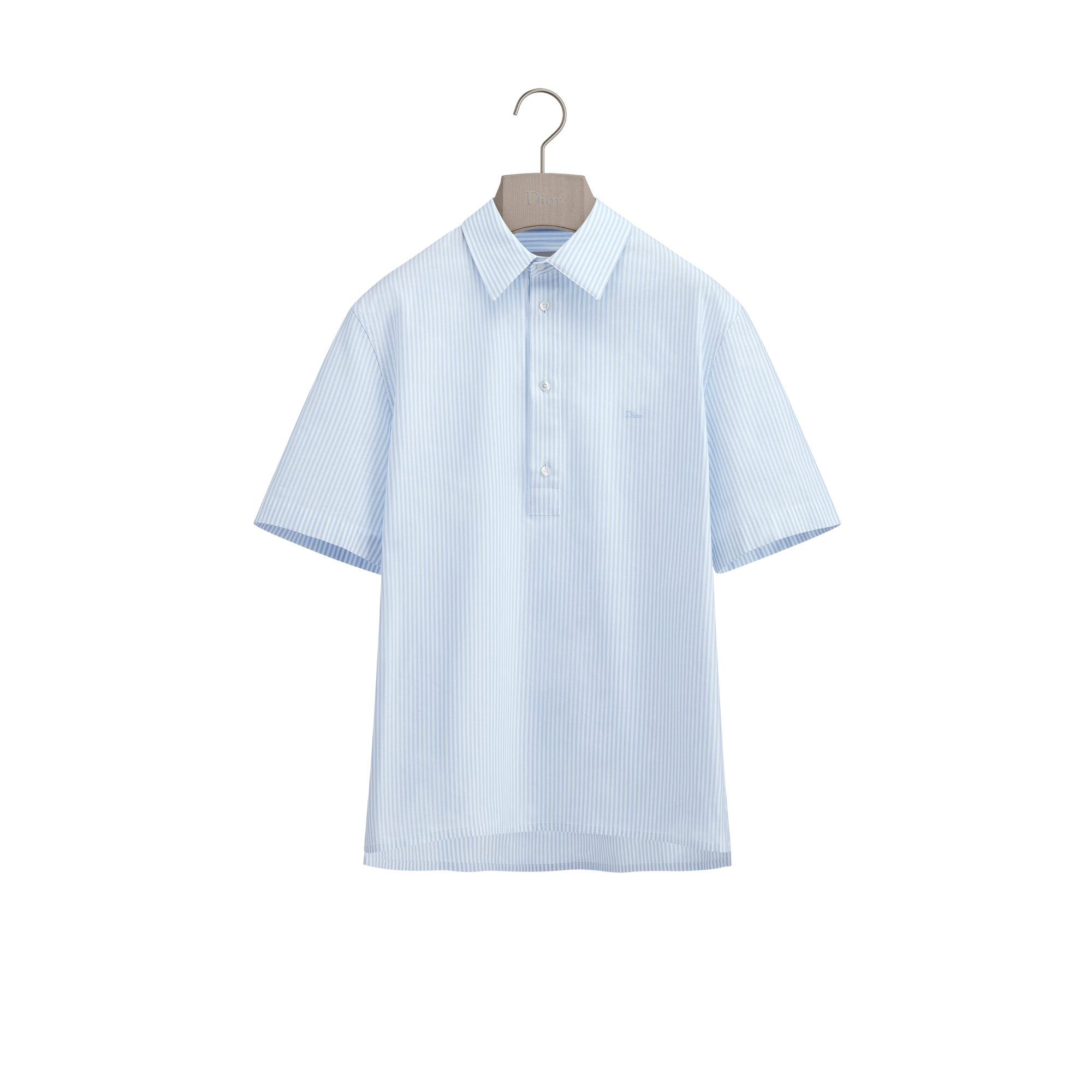 Short-Sleeved Shirt Blue Striped Cotton Oxford | DIOR