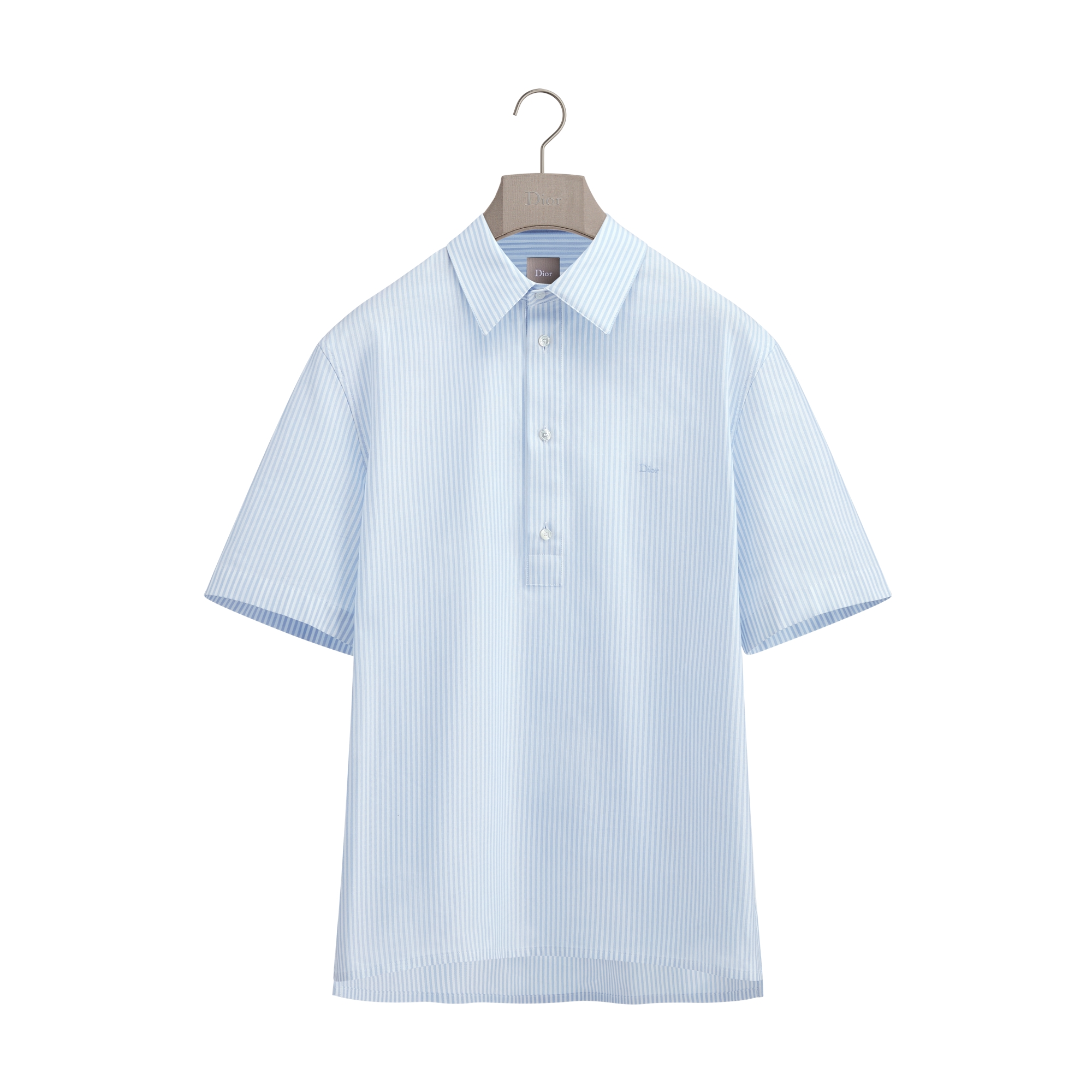 Short-Sleeved Shirt Blue Striped Cotton Oxford | DIOR