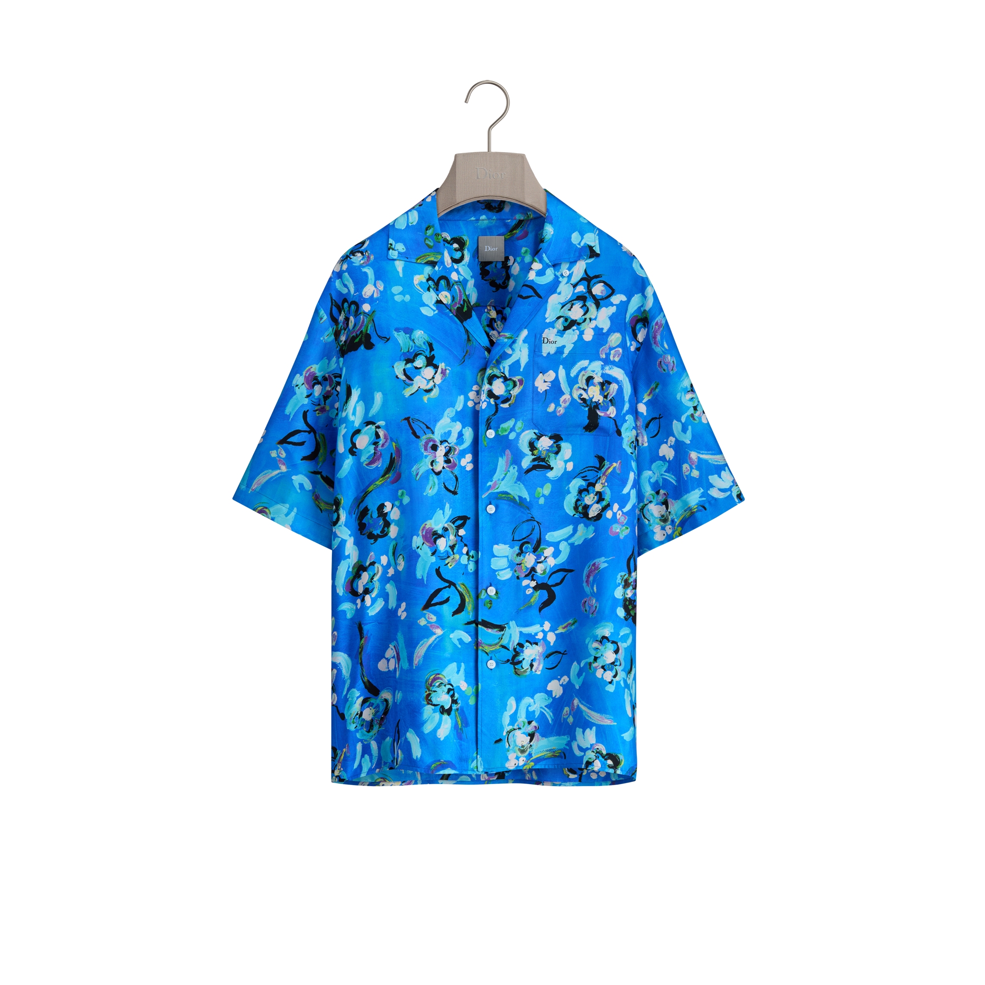 Dioriviera Short-Sleeved Shirt Blue Silk Twill | DIOR