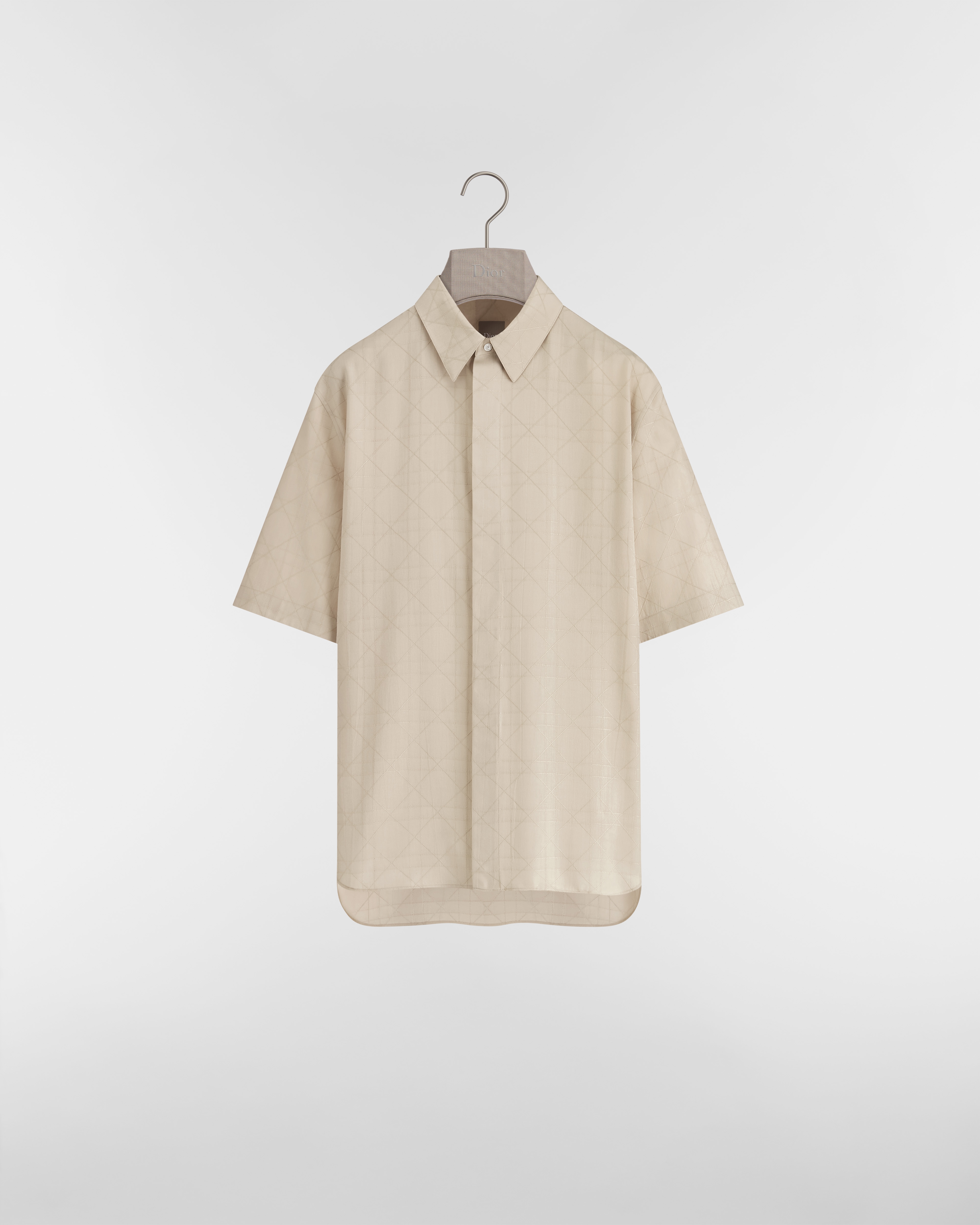 Chemise à manches courtes Cannage Toile de soie mélangée beige E01