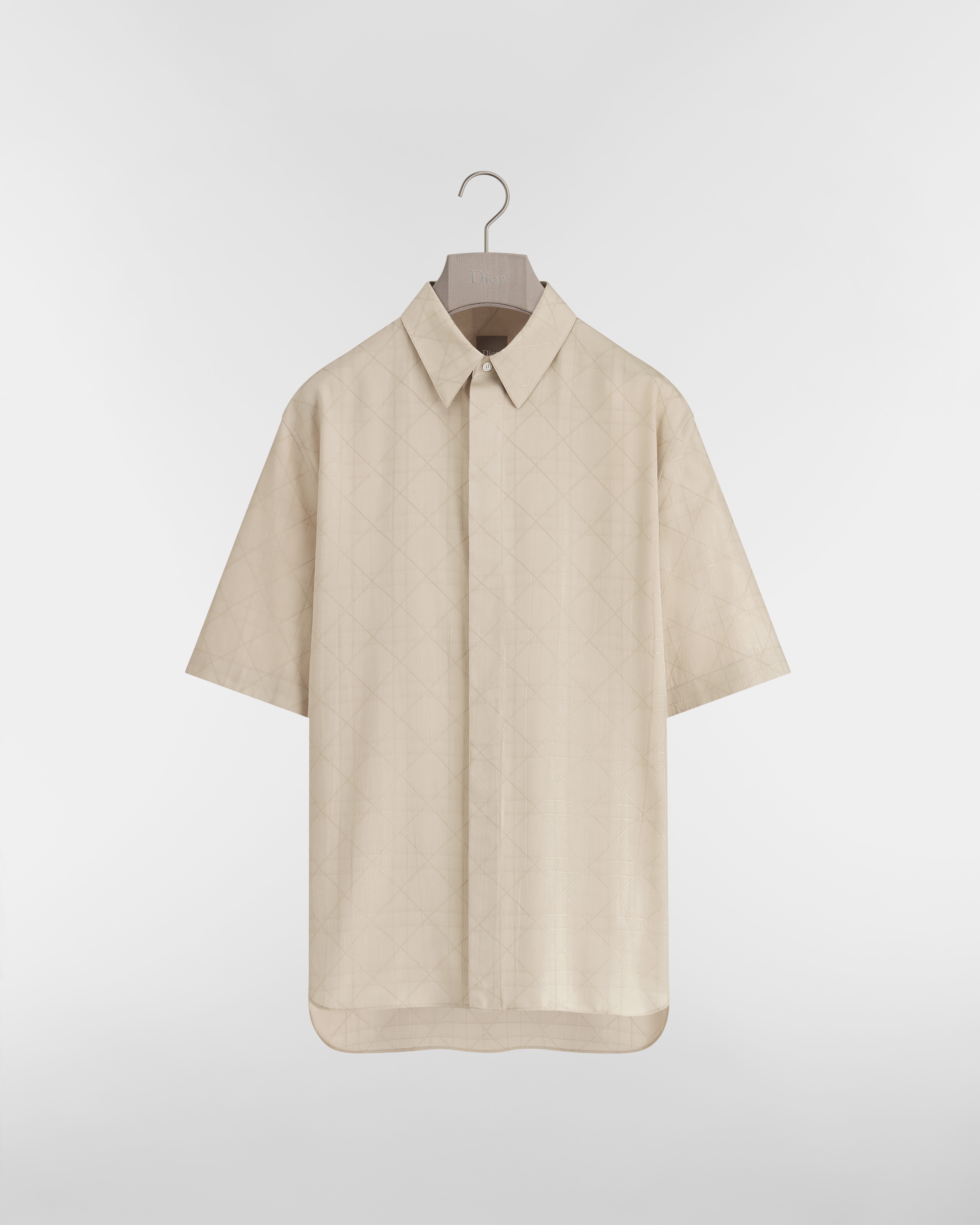 Cannage Kurzarmhemd Seidenmischung in Beige E01