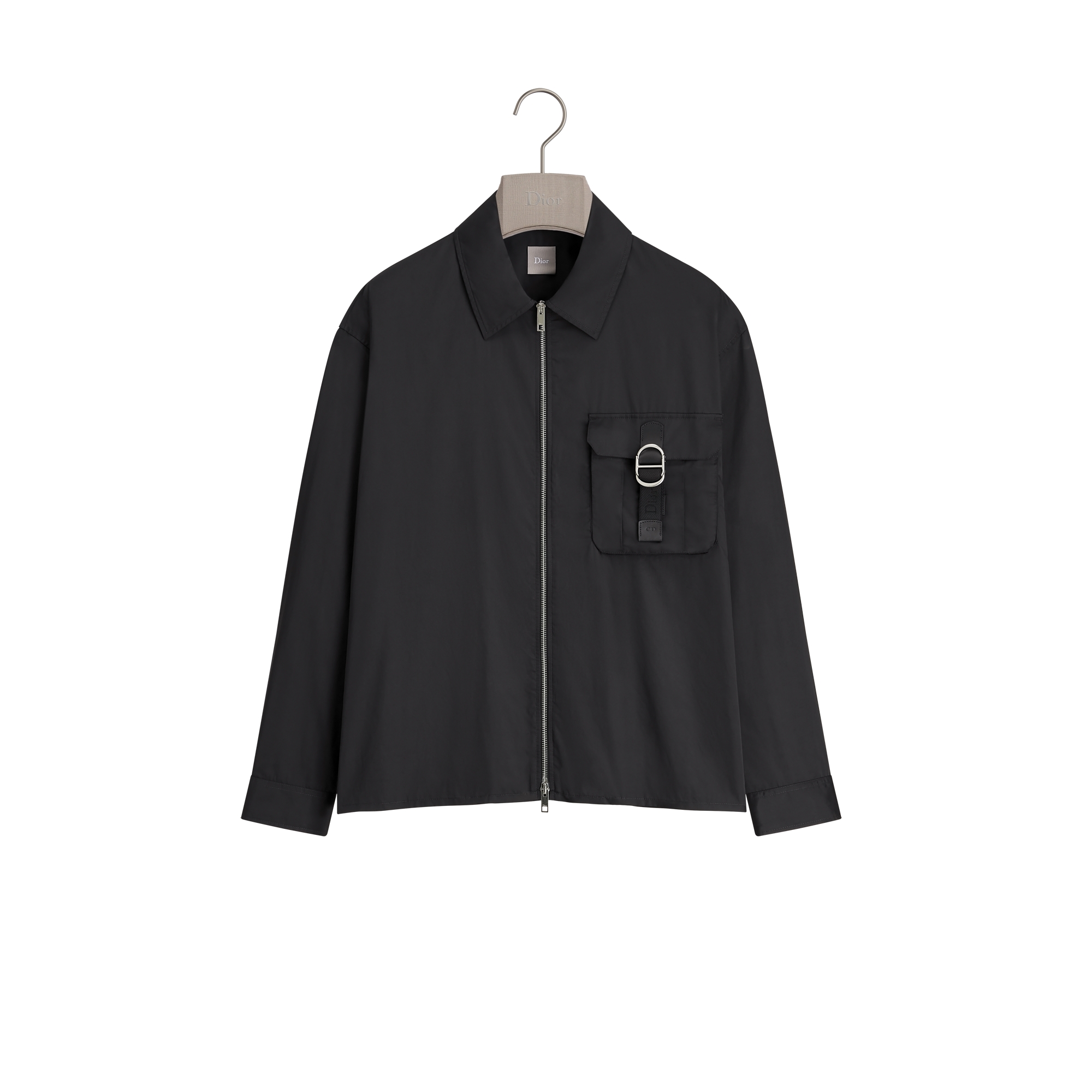 Zipped Overshirt with CD Buckle Black Silk Blend | DIOR