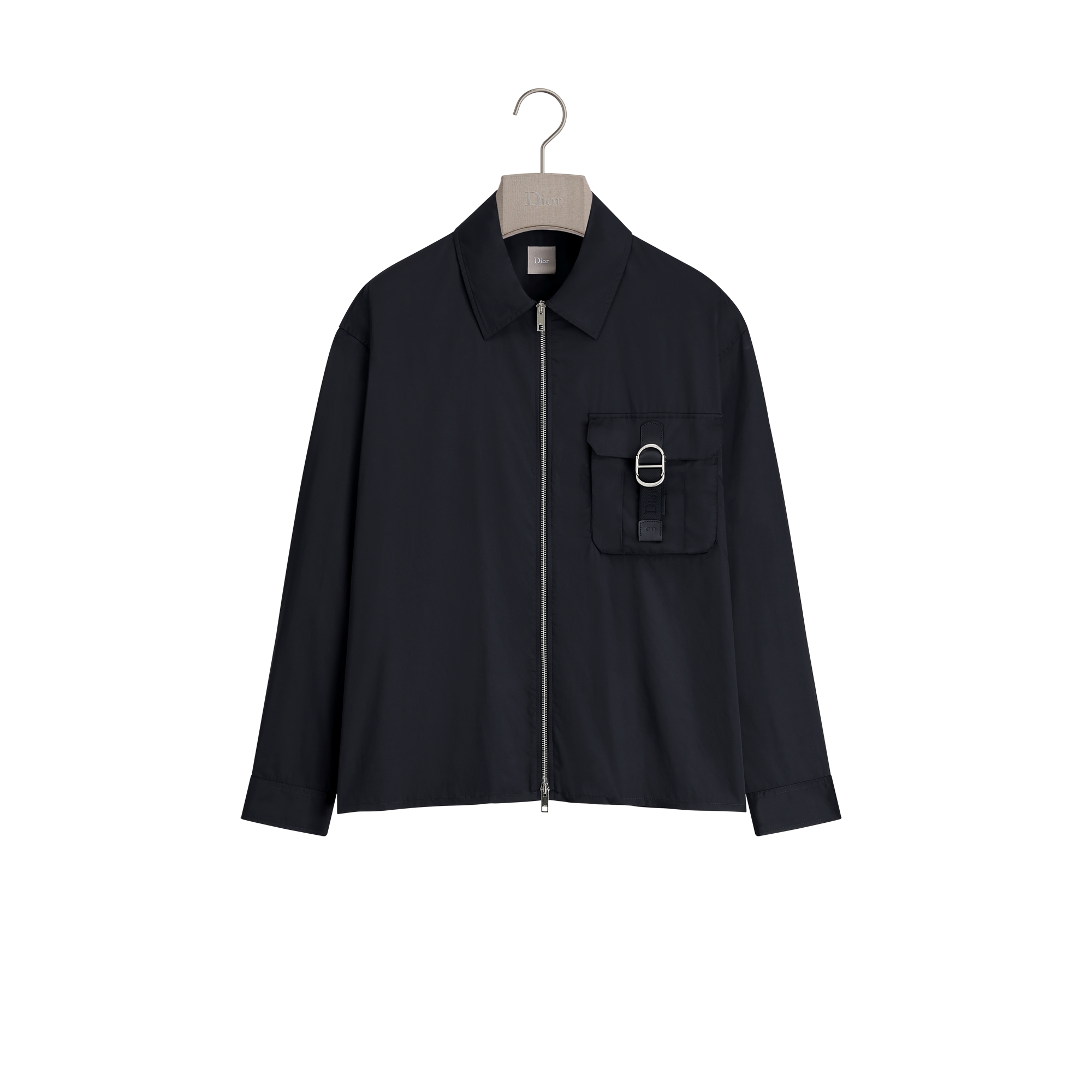 Zipped Overshirt with CD Buckle Black Silk Blend E01