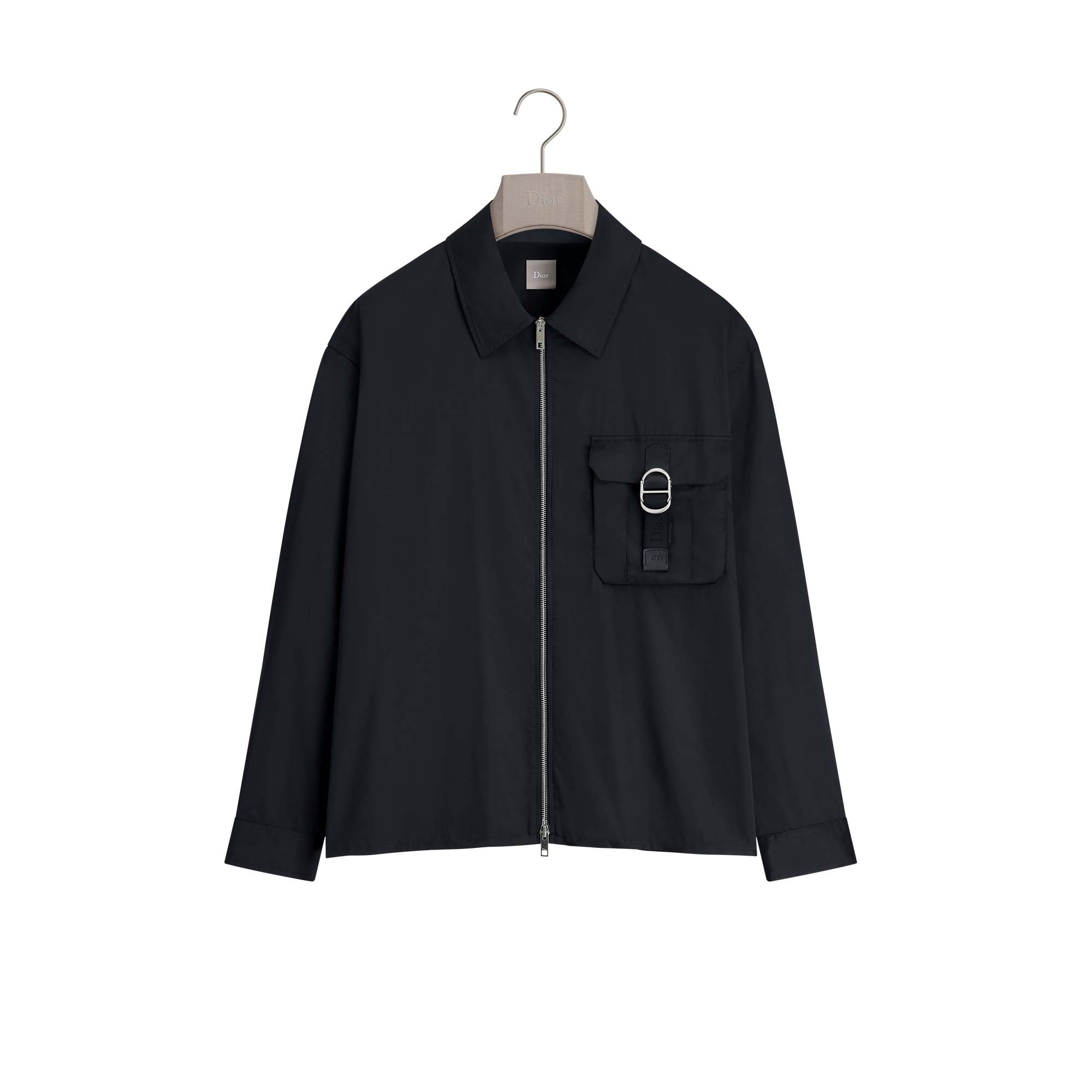 Zipped Overshirt with CD Buckle Black Silk Blend E01