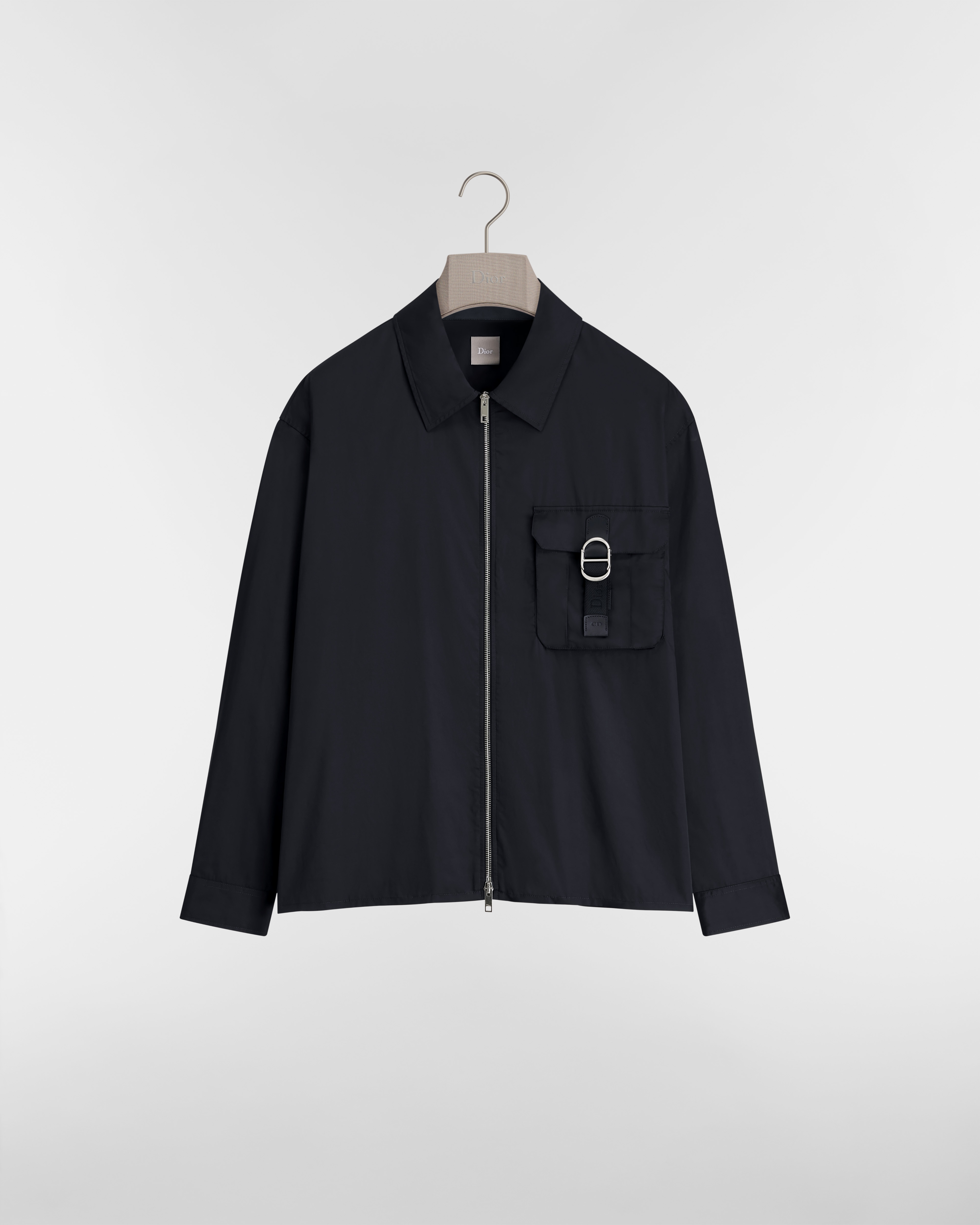 Hemdjacke mit Reißverschluss und CD Schnalle Seidenmischung in Schwarz E01