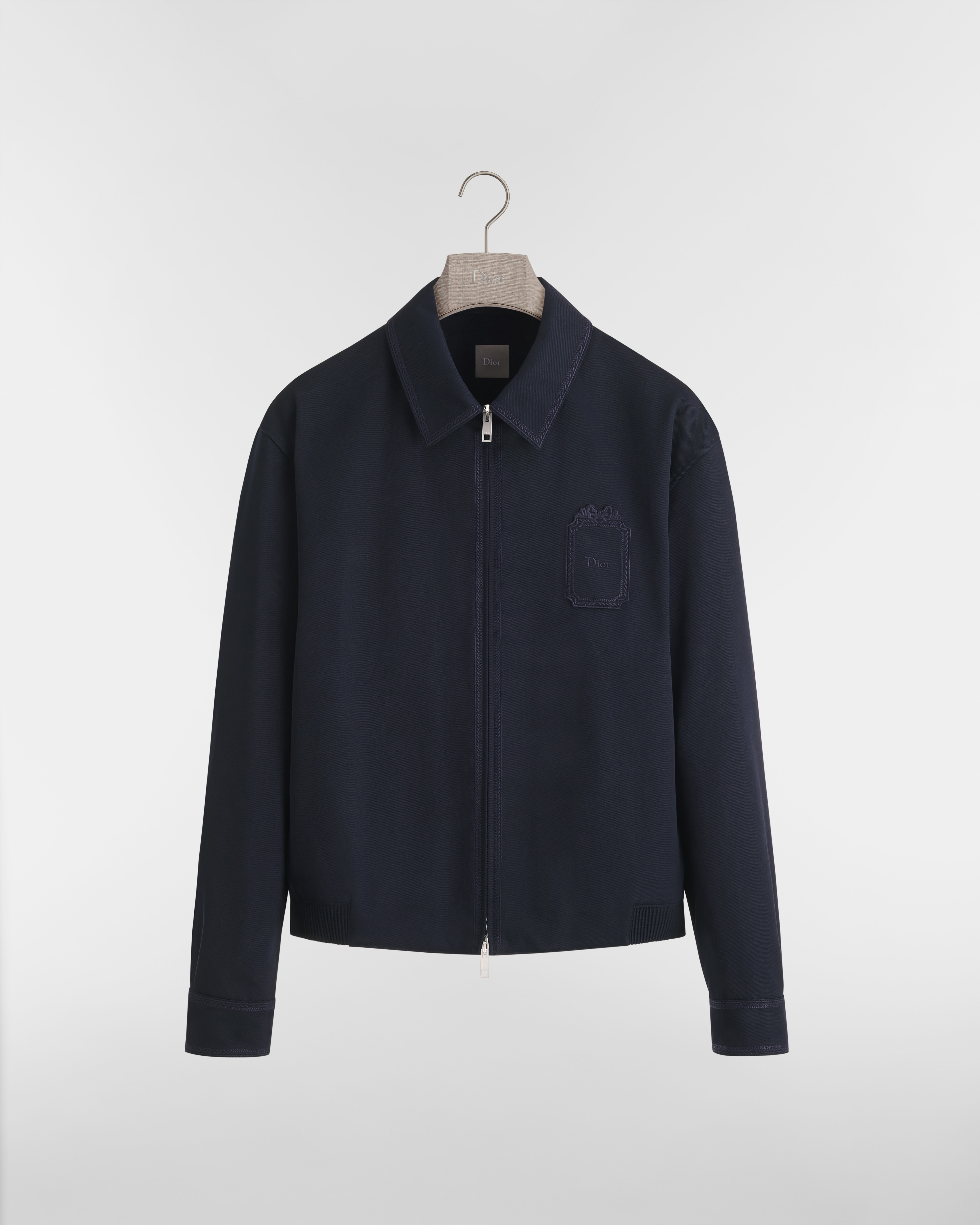 Camisa con cremallera y bordados Dior Moulures Gabardina de algodón azul oscuro E01