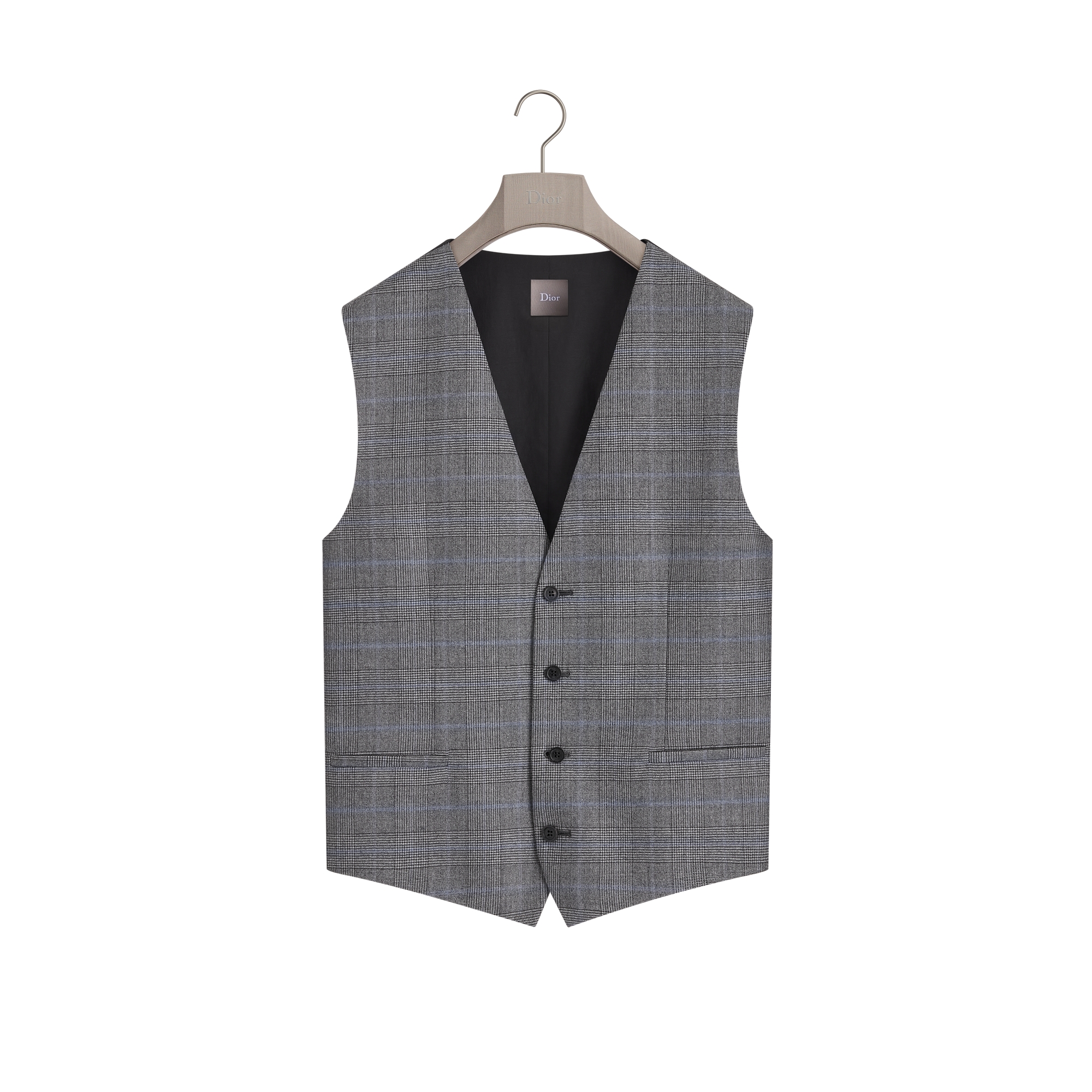 Suit Vest Gray Prince of Wales Virgin Wool | DIOR SK