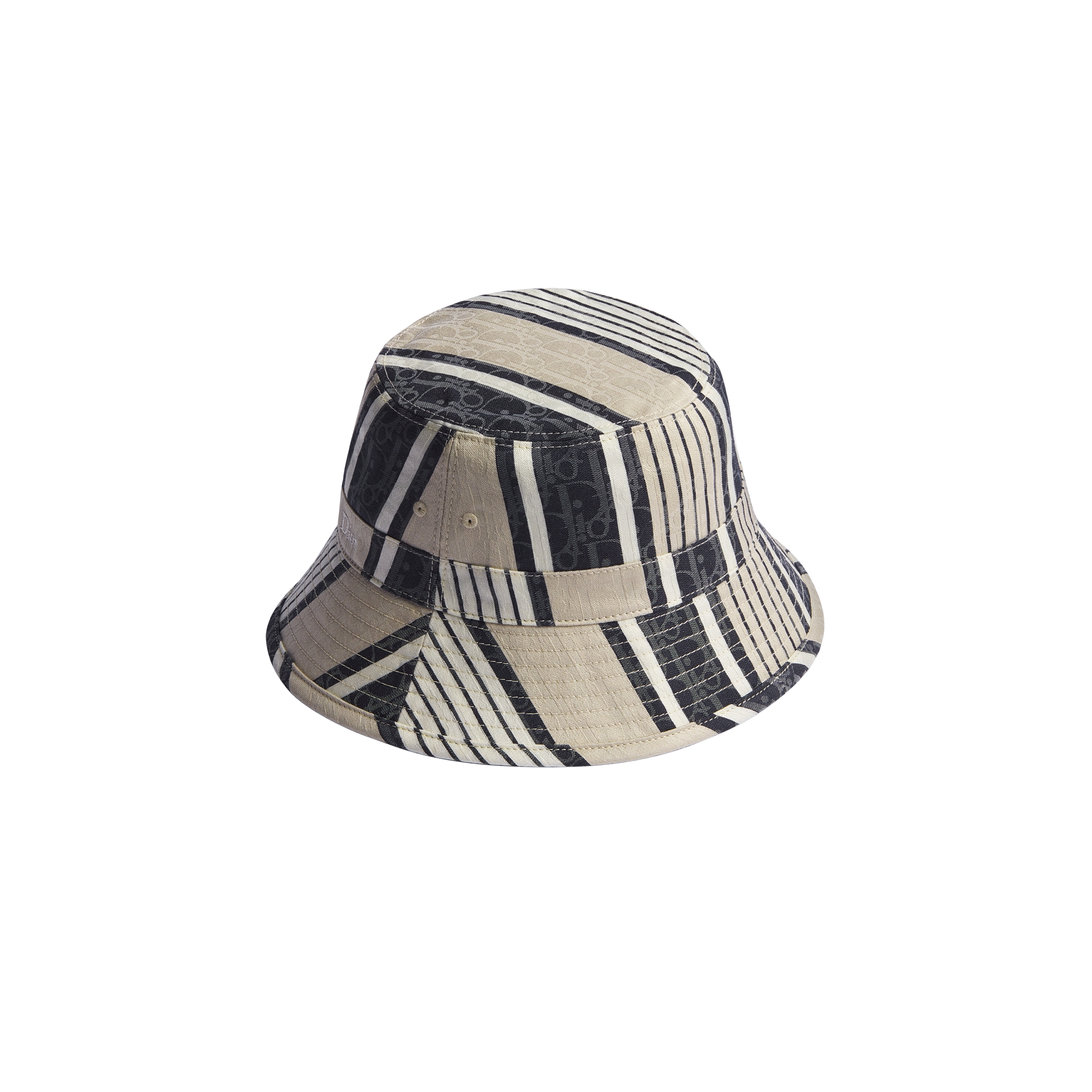 Dioriviera Dior Oblique Sun Stripes Bucket Hat Gray and Blue Cotton and Silk Jacquard E05