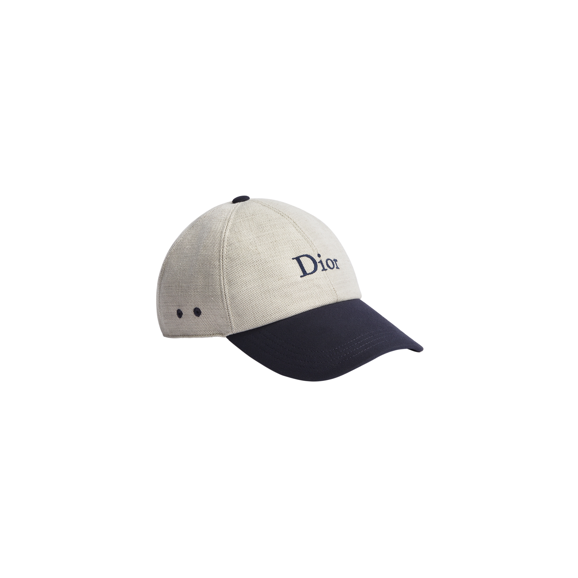 Dioriviera Cap Ecru and Navy Blue Cotton-Blend Canvas E03