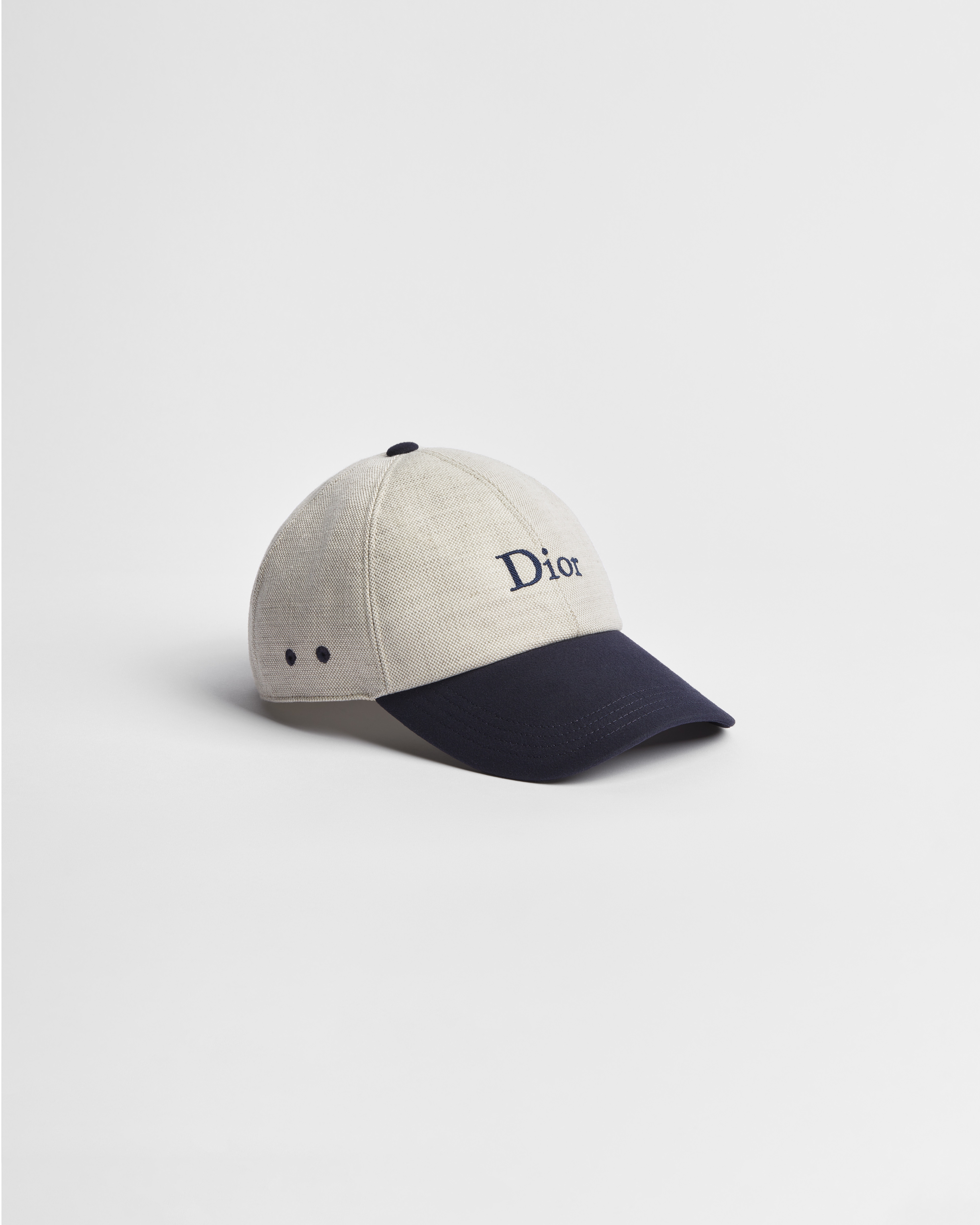 Casquette Dioriviera Toile de coton mélangé écru et bleu marine E03