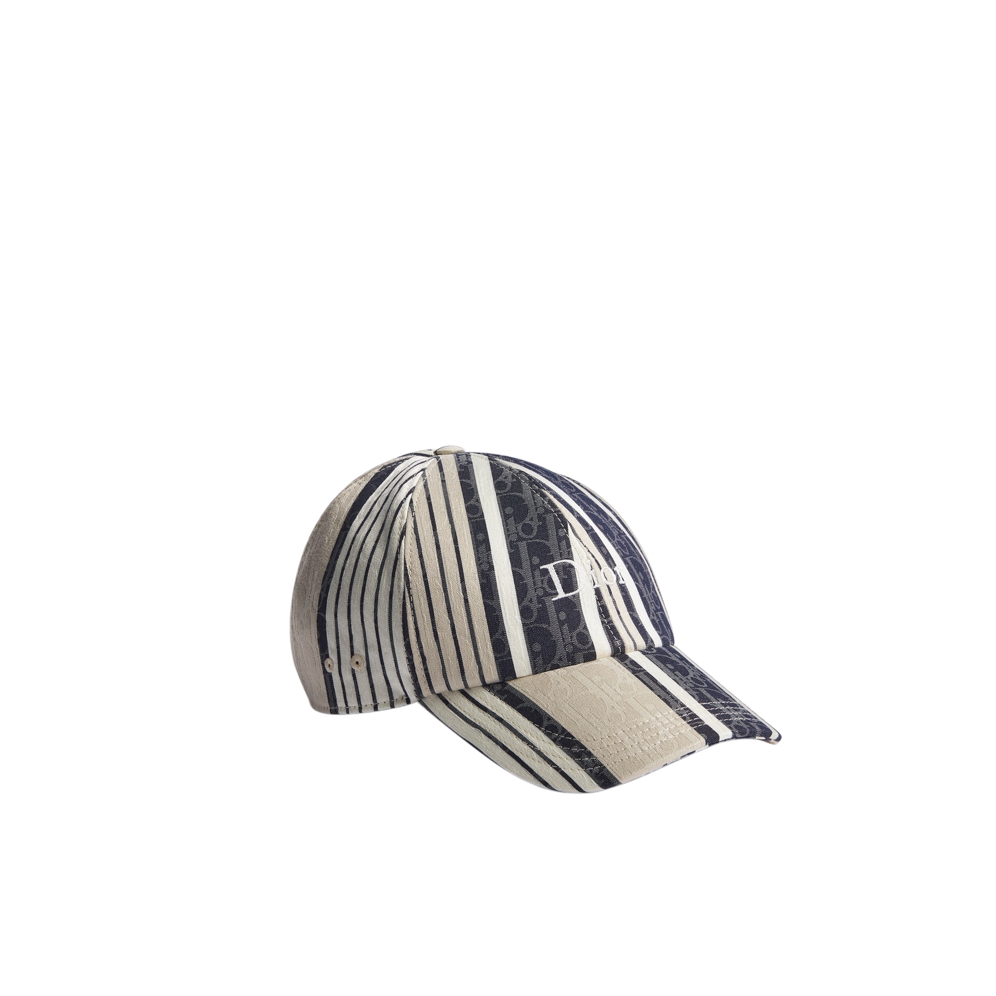 Dioriviera Dior Oblique Sun Stripes Cap Gray and Blue Cotton and Silk Jacquard E03