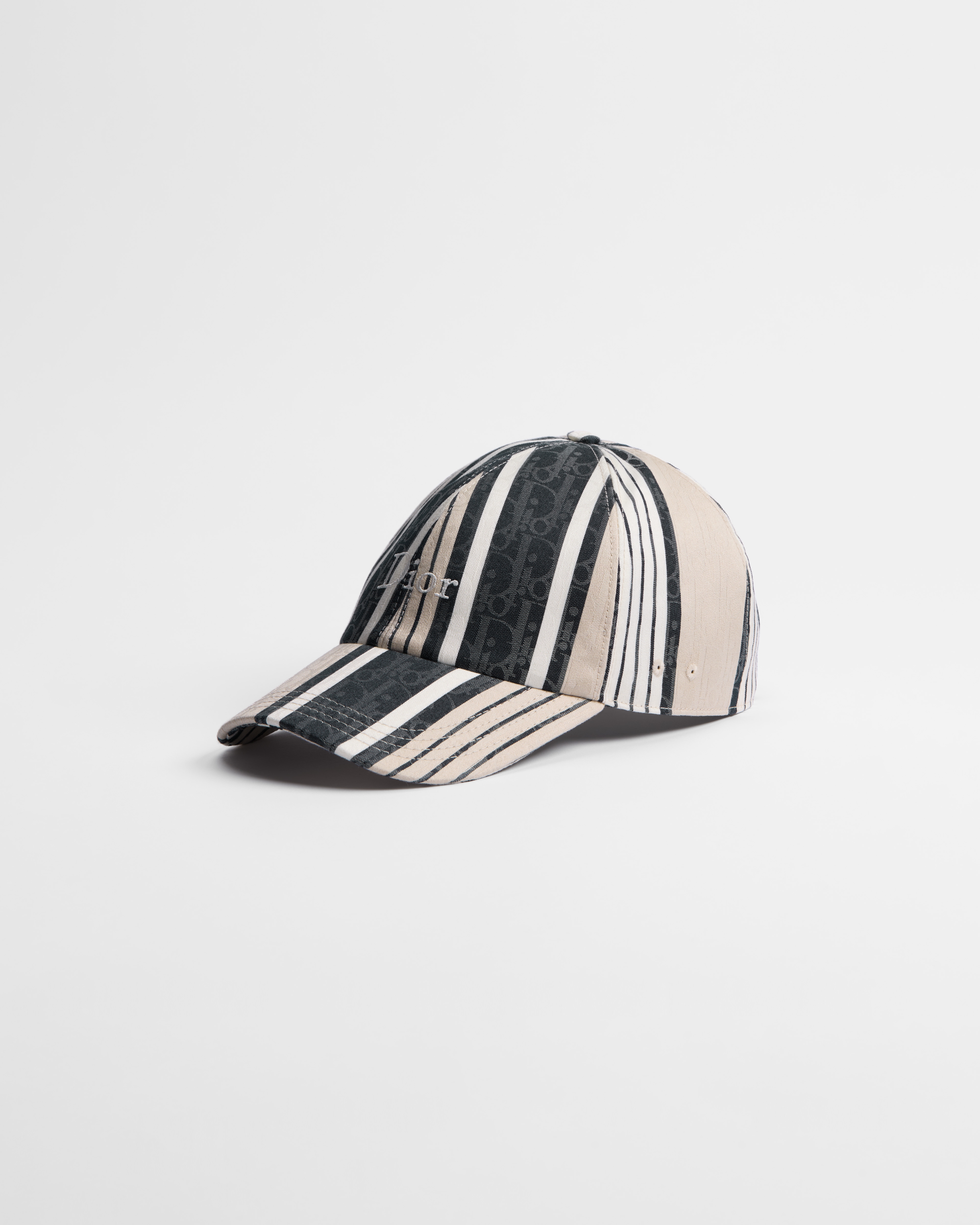 Dioriviera Dior Oblique Sun Stripes Cap Gray and Blue Cotton and Silk Jacquard E03