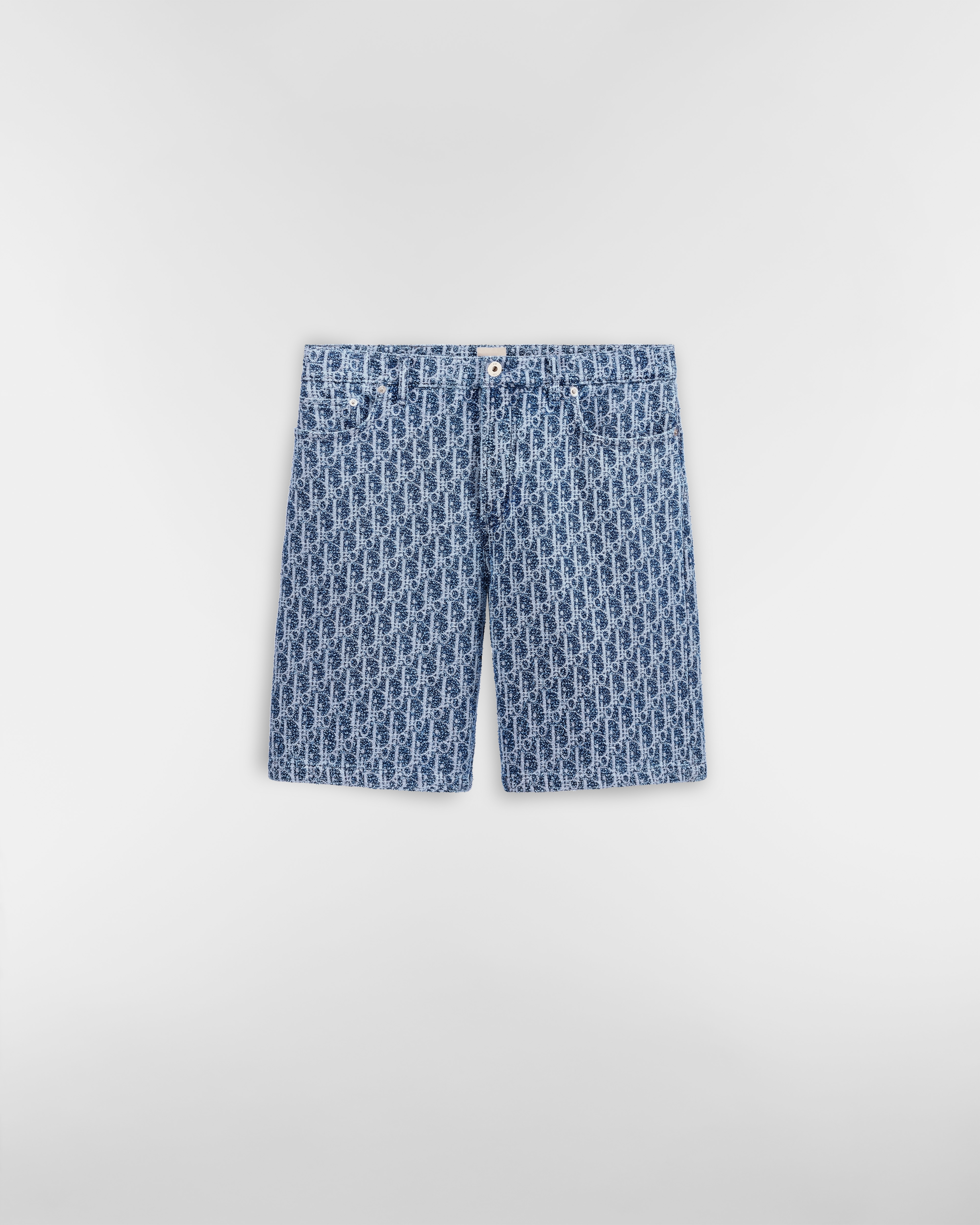 Short Dior Oblique Sergé de coton mélangé effet éponge bleu E01