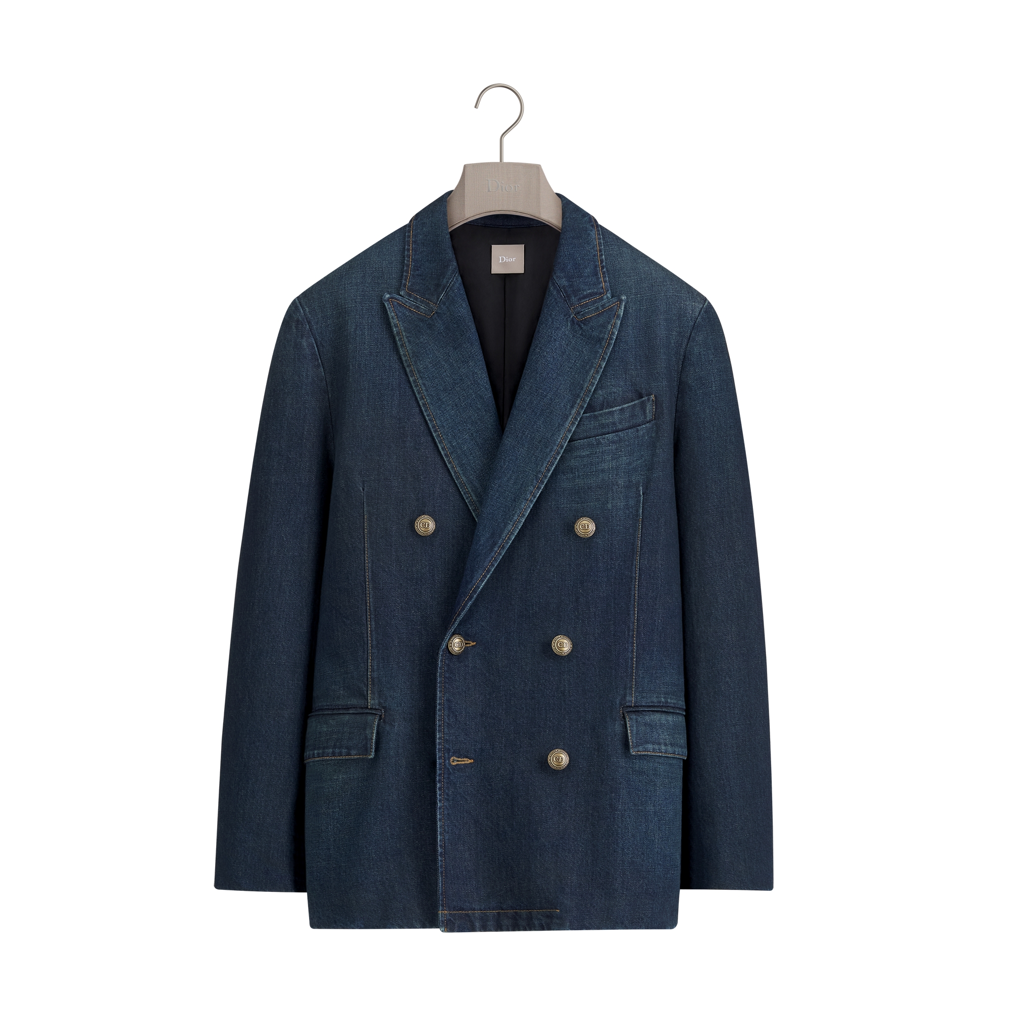 【ベルト付☆極美品】Christian Dior ジャケット デニム ビー 36 Double-Breasted Jean Jacket Navy Blue Cotton Denim | DIOR