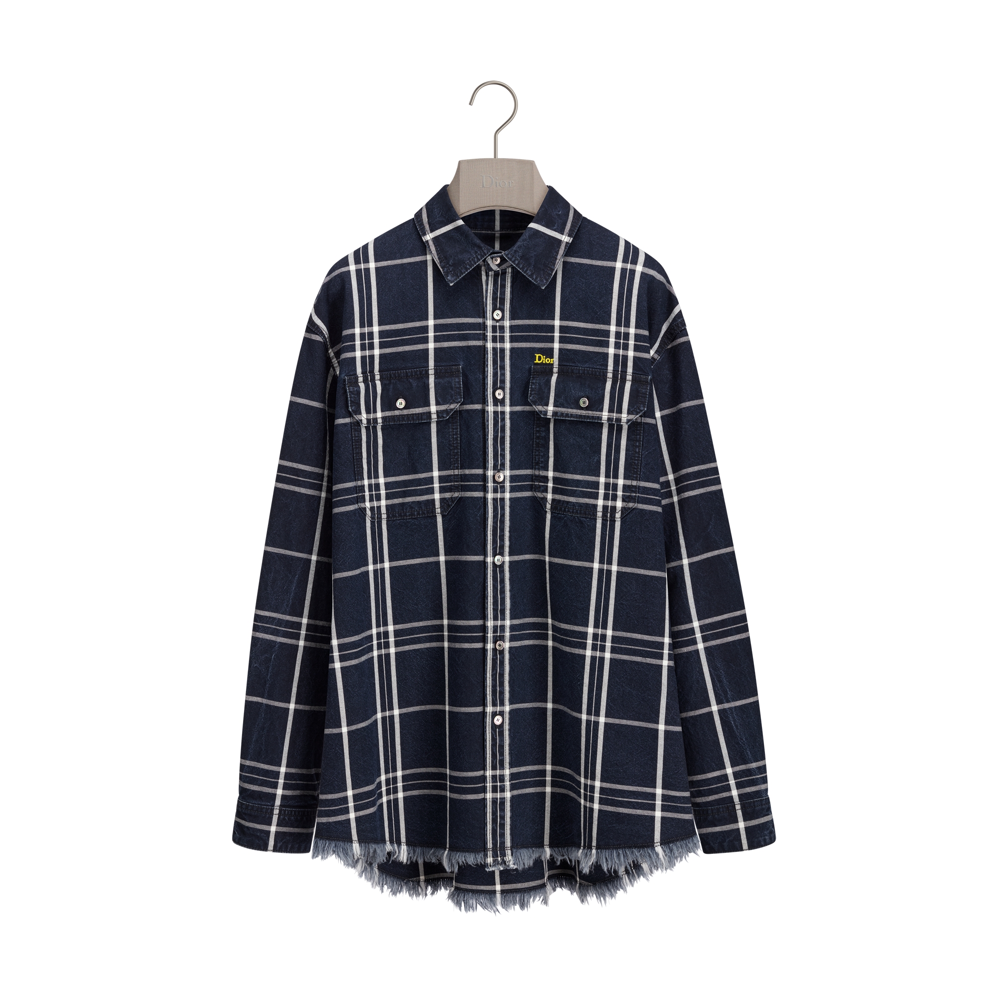Checkered Overshirt Blue Cotton Chambray | DIOR