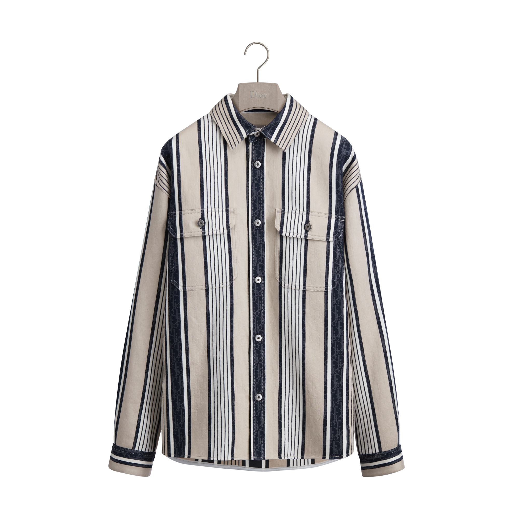 森*田様 Dior Dioriviera Dior Oblique Sun Stripes Overshirt Gray and Blue Cotton